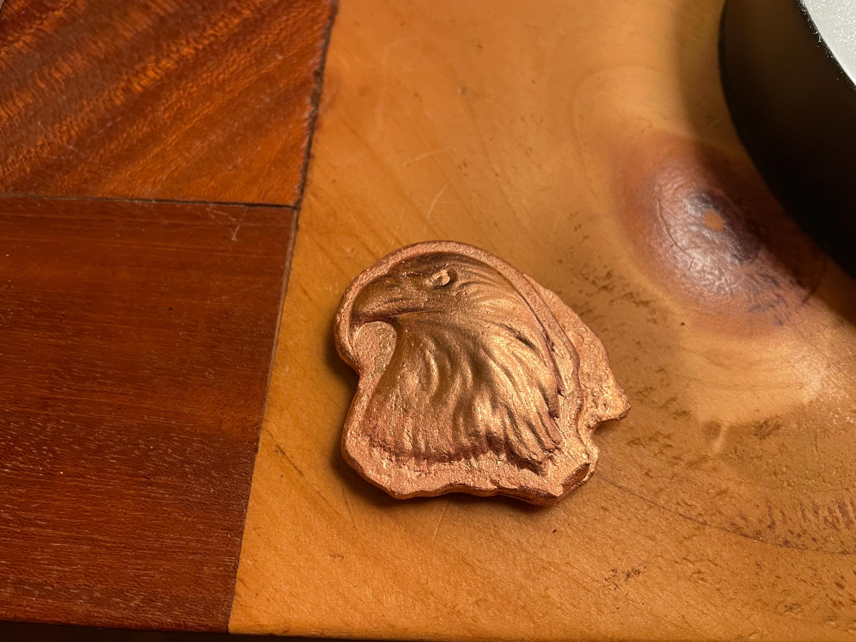 Hand Poured Solid Copper Eagle | 87g | Artisan Cast Copper Totem | Polished  Finish