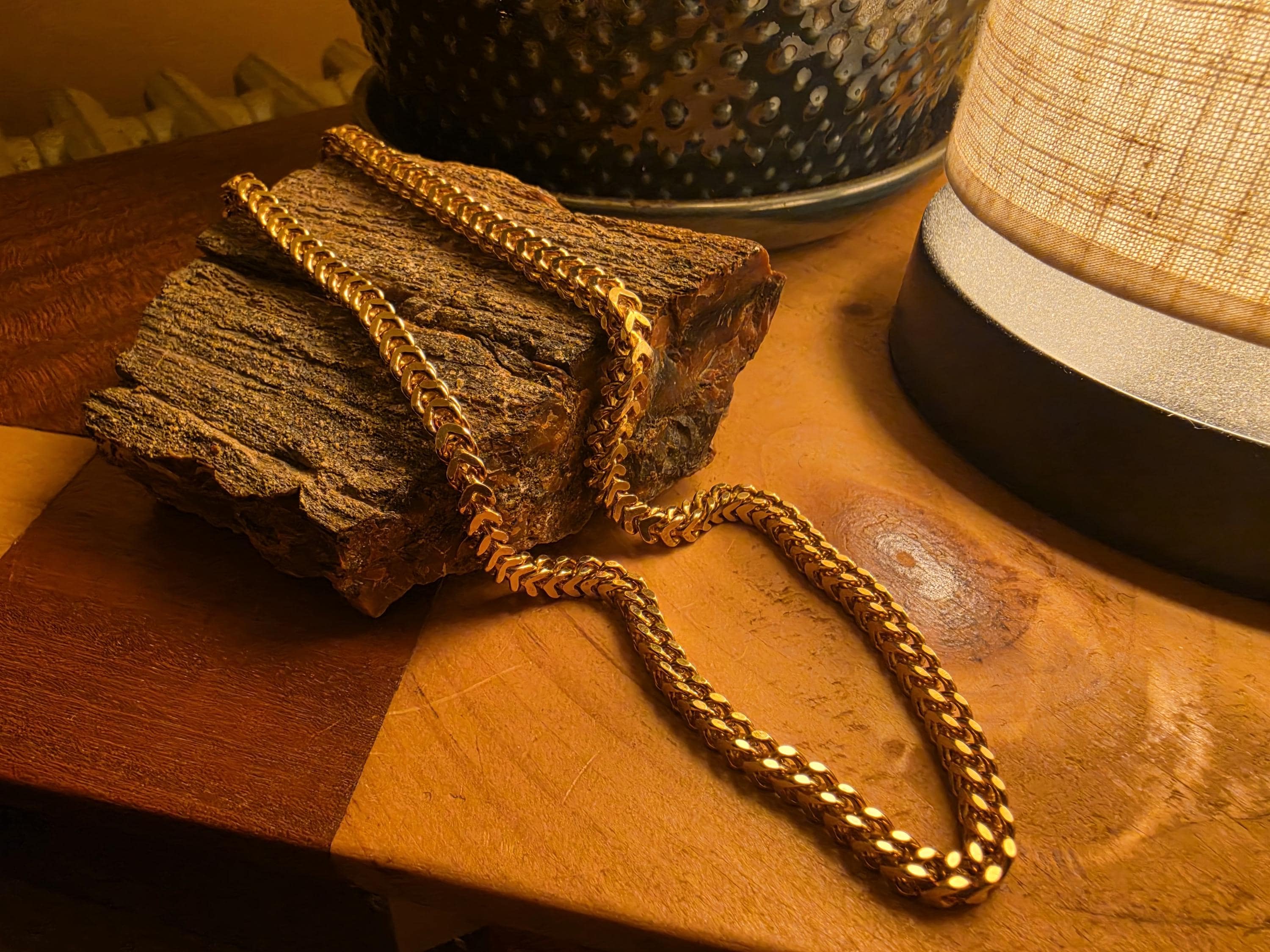 Heavy 925 Sterling Silver Gold Plated Franco Chain Necklace 22" | 36 Grams | Thick Gold Chain | Men's Women's Hip Hop Jewelry | Box Clasp