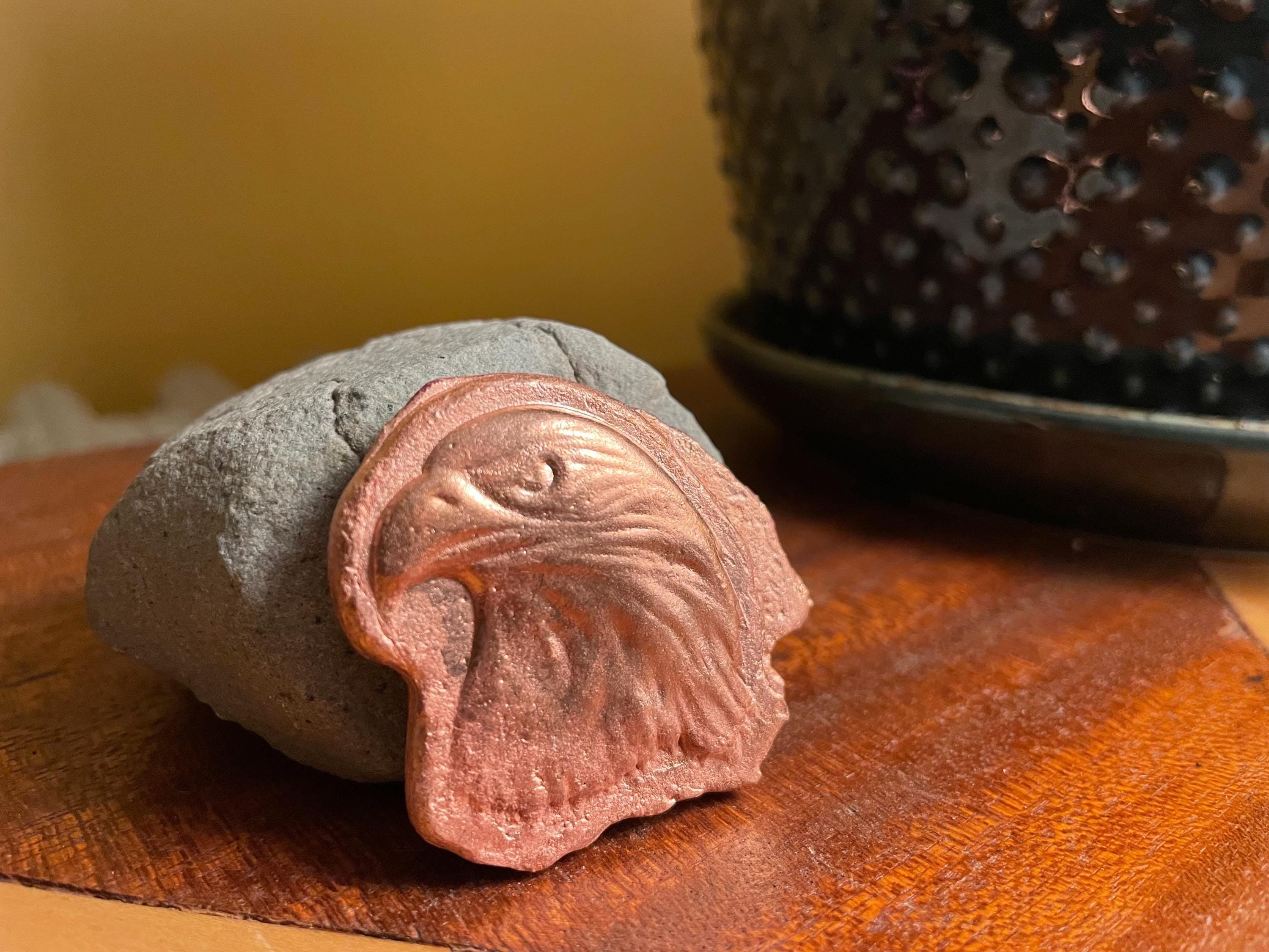 Hand Poured Solid Copper Eagle | 87g | Artisan Cast Copper Totem | Polished  Finish