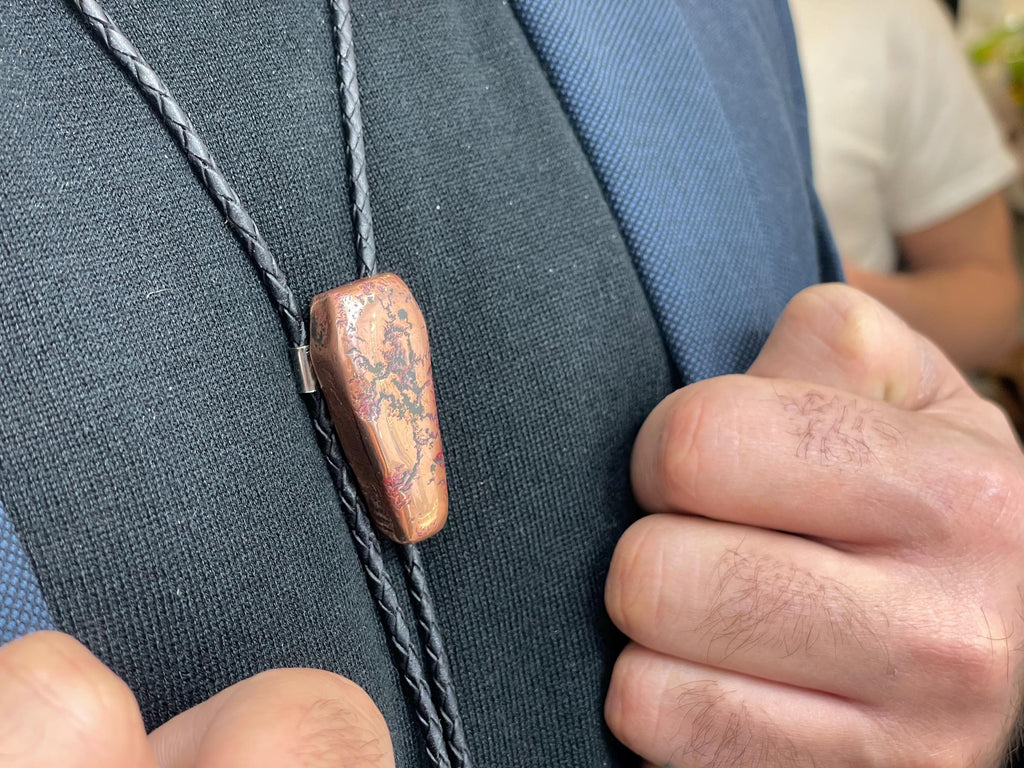 Hand Cast Copper Coffin Bolo Tie | Solid Copper | Handmade Gothic Western Jewelry