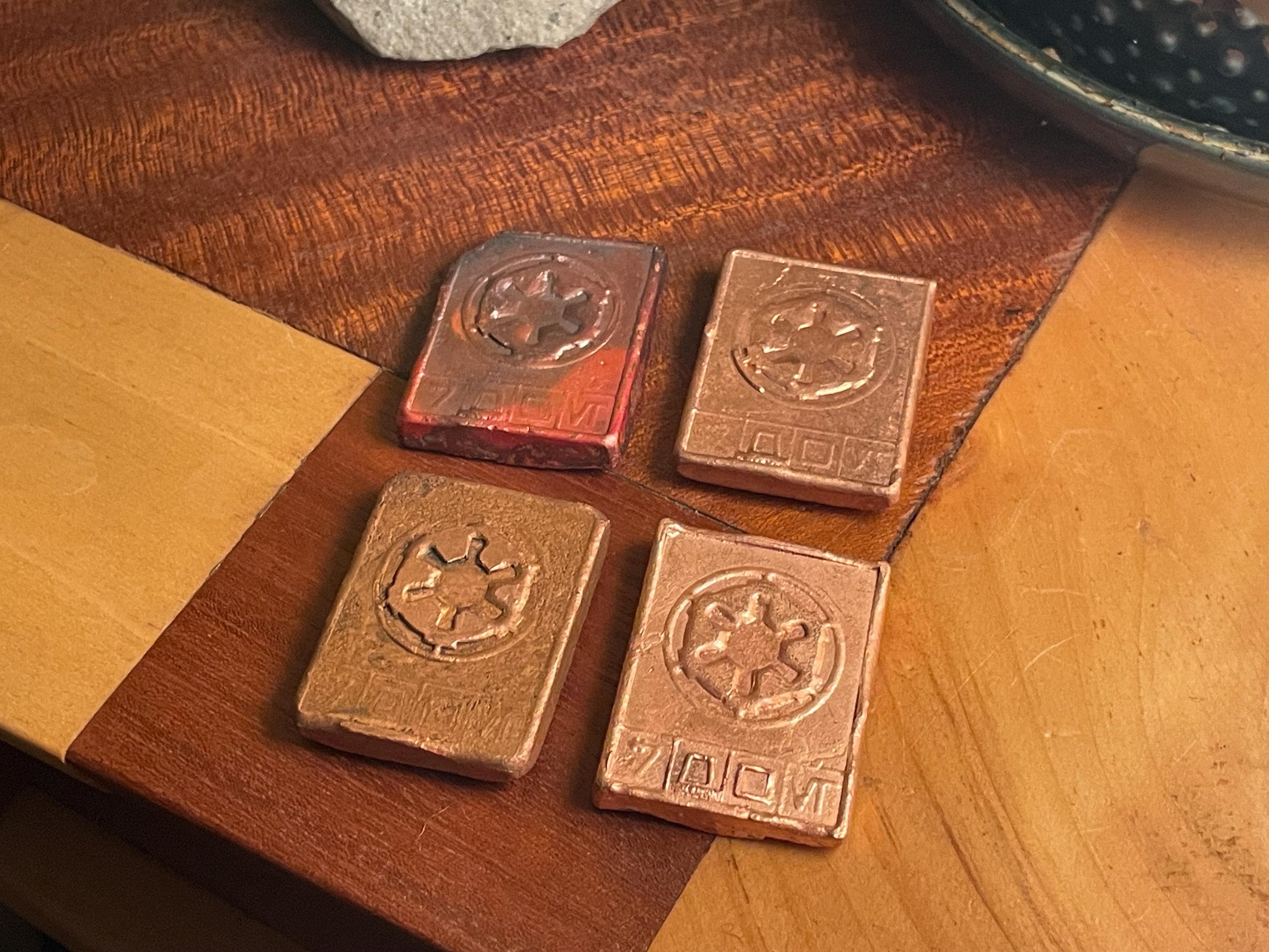 Hand Cast Copper Imperial Credits (Set of 4) | Sand Cast Copper Bars | Sci-Fi Inspired Metal | Handmade Copper Art