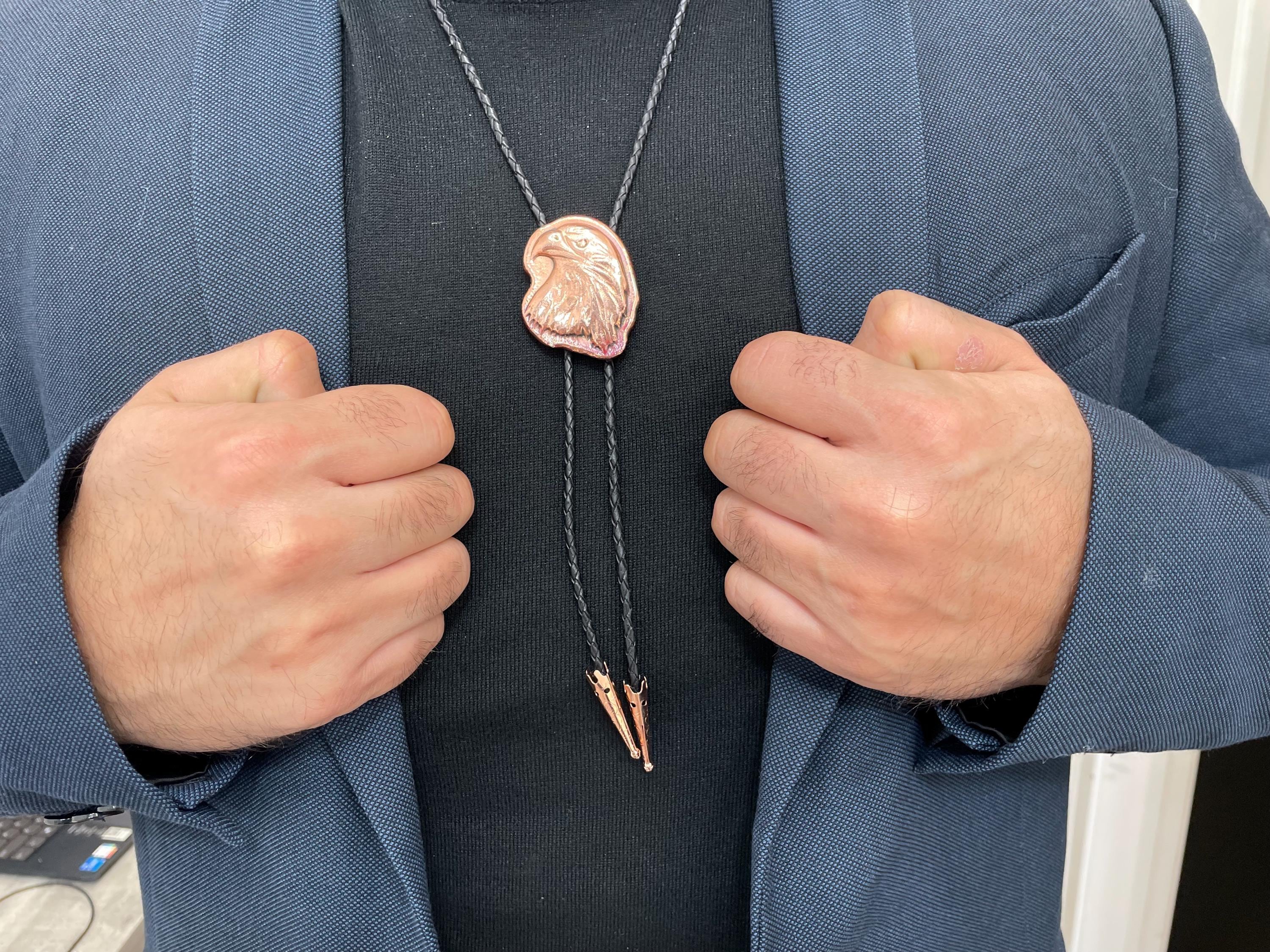 Handmade Copper Eagle Bolo Tie | Solid Copper Pour | Small Batch