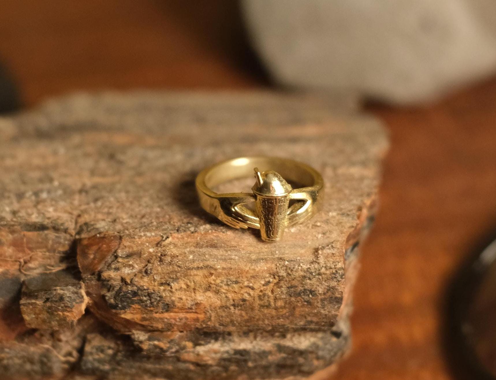 Richie’s Slush Claddagh Ring – Solid Brass Size 10 – Hand Cast North Shore Statement Ring