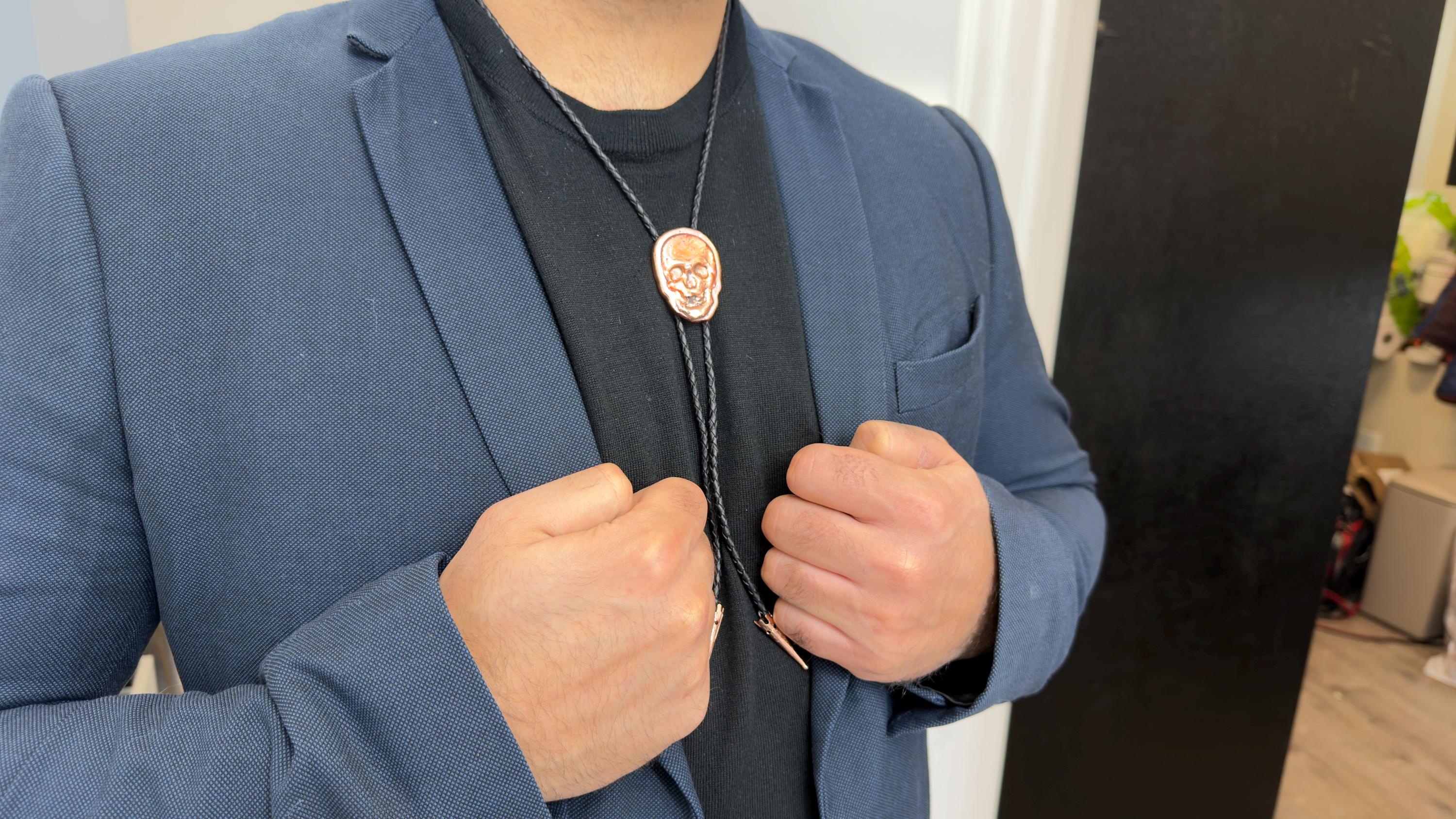 Handmade Copper Skull Bolo Tie | Solid Copper Pour | Small Batch
