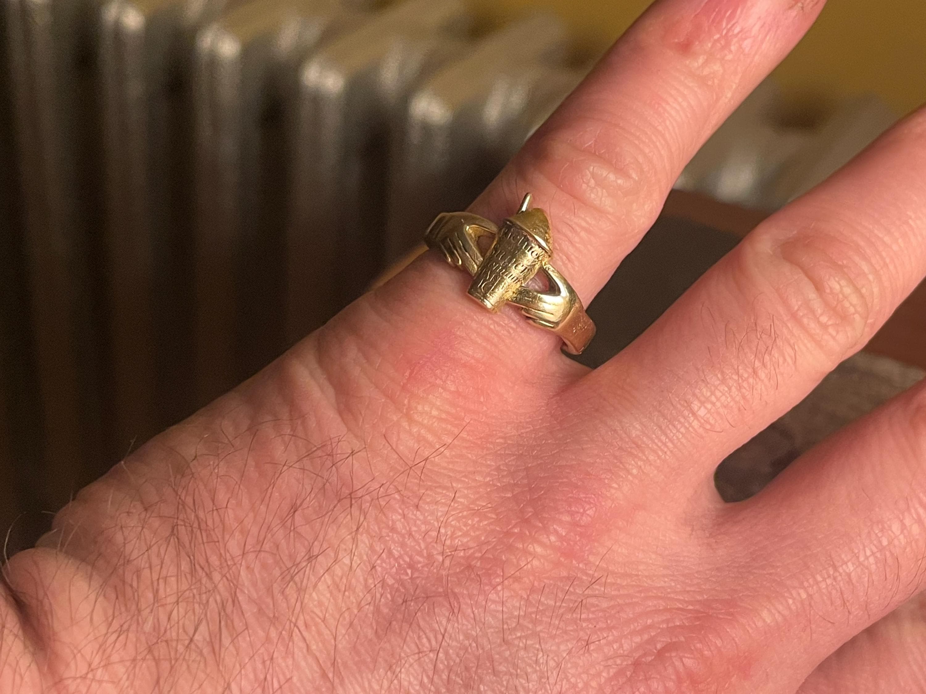 Richie’s Slush Claddagh Ring – Solid Brass Size 10 – Hand Cast North Shore Statement Ring