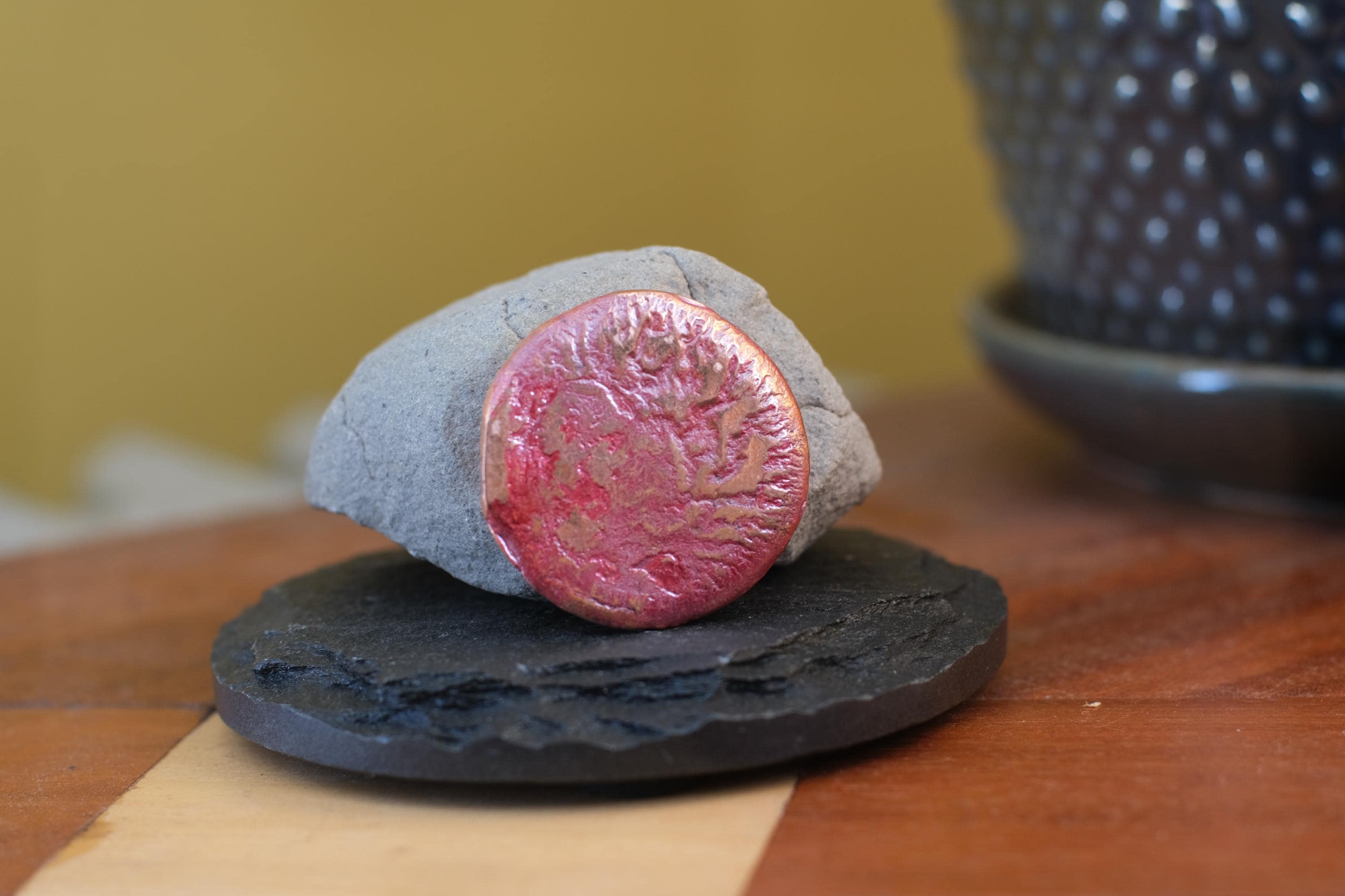 Hand Poured Solid Copper Helmet Token | Polished Finish | 60.12g | Sci-Fi Inspired Copper Coin