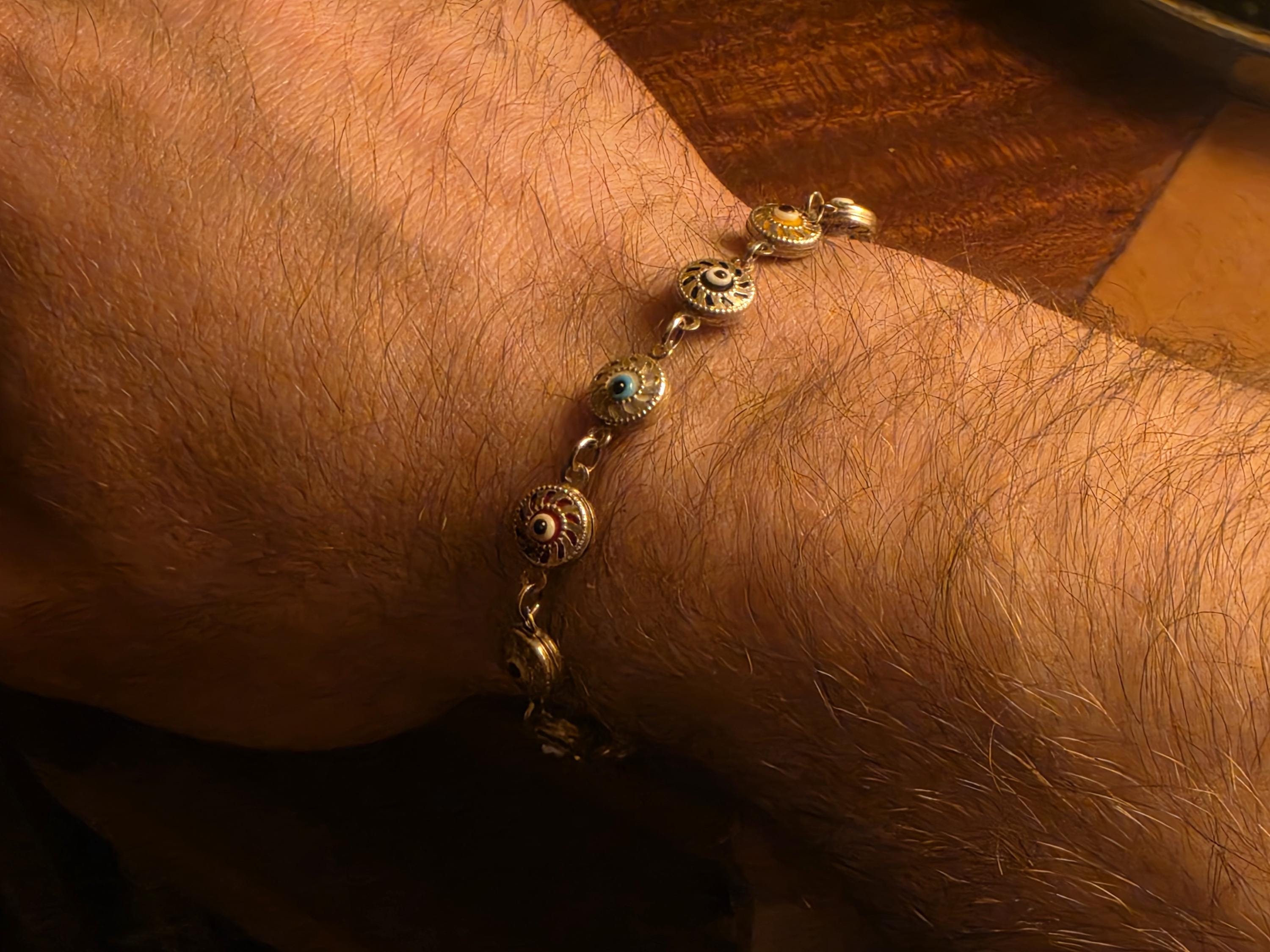 Multi Color Evil Eye Link Bracelet | 925 Sterling Silver Gold Plated | Nazar Charm Bracelet | Protection Jewelry | Boho Stack Bracelet