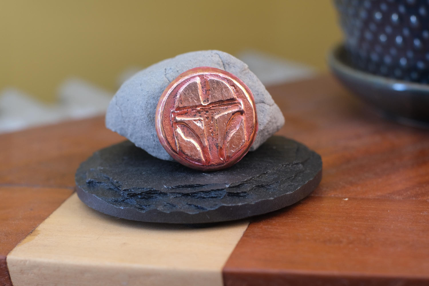 Hand Poured Solid Copper Helmet Token | Polished Finish | 60.12g | Sci-Fi Inspired Copper Coin