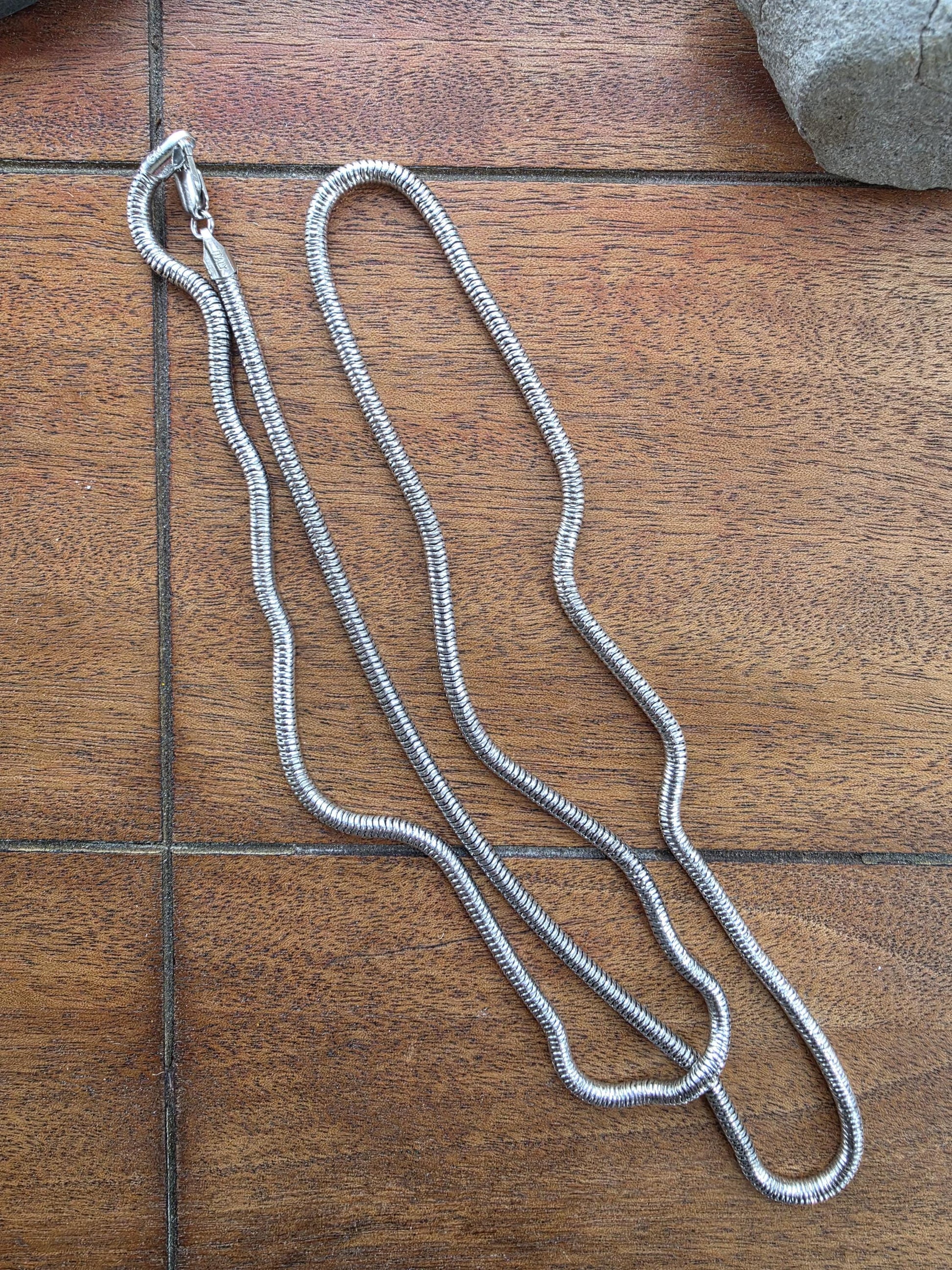 36 Inch Sterling Silver Snake Chain Necklace | Long Italian Cut 925 Silver | Opera Length Lobster Clasp Chain