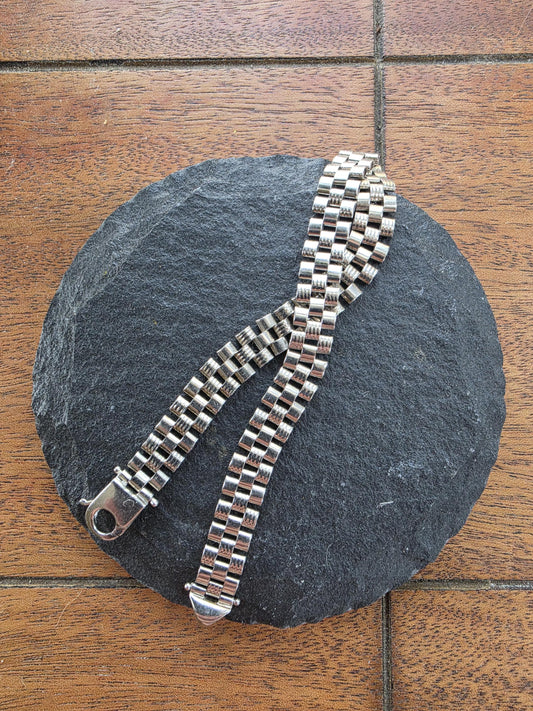 8.5 Inch Sterling Silver Jubilee Link Bracelet | Italian Cut 925 Silver | Rolex Style Watch Band Bracelet