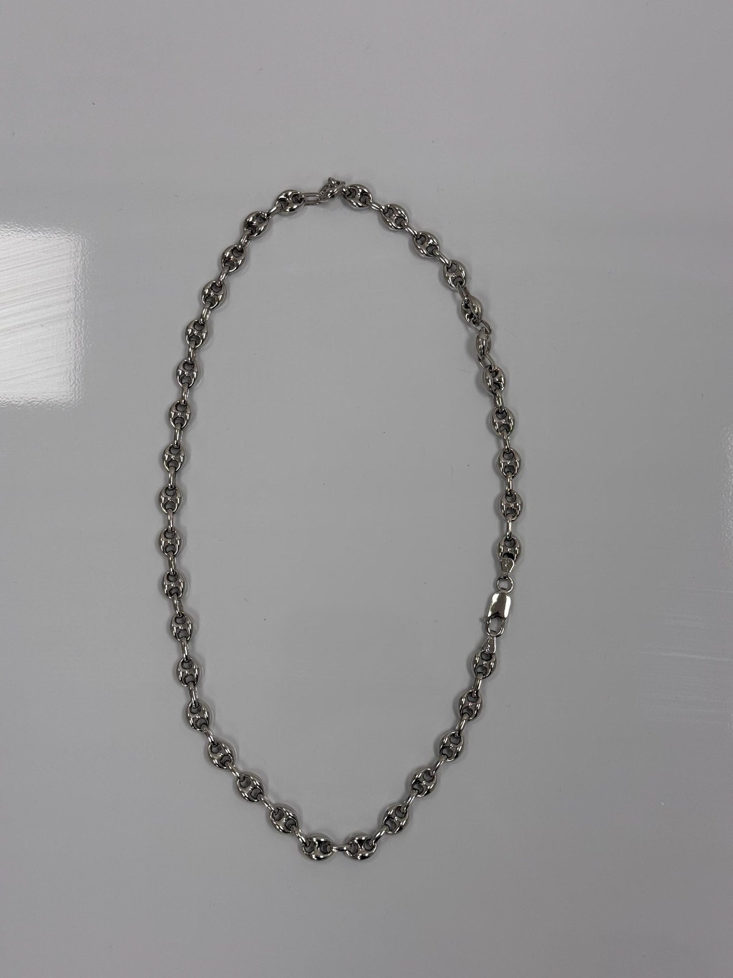 Sterling Silver Puffed Mariner Chain Necklace | 925 Silver | 18 Inch | 7.13mm | Anchor Link