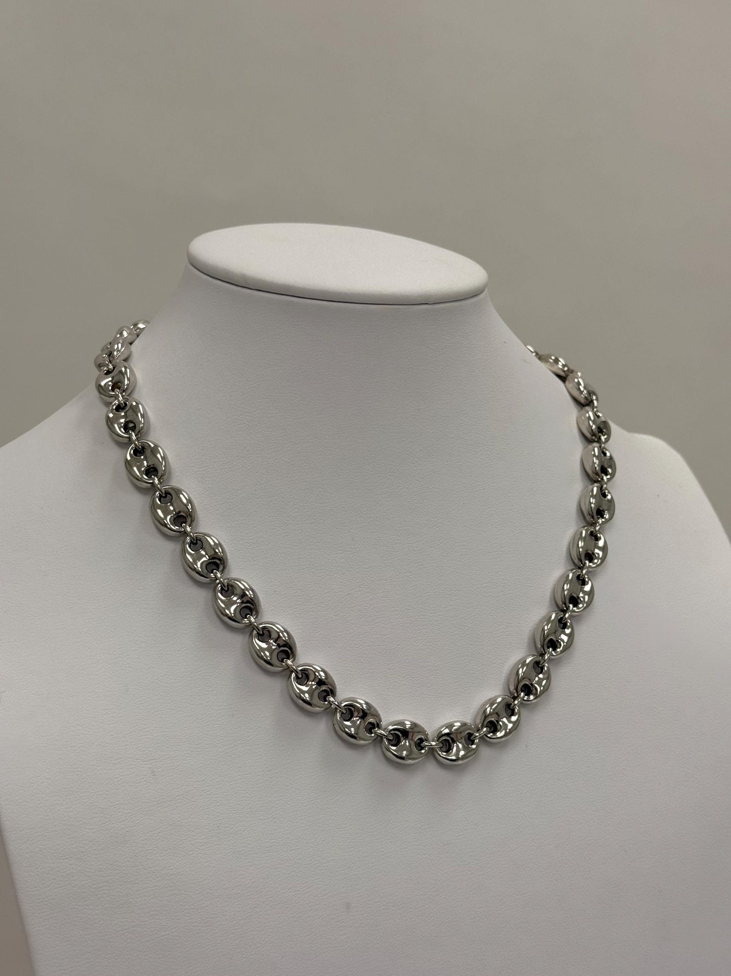 Sterling Silver Puffed Mariner Chain Necklace | 925 Silver | 18 Inch | 10.29mm | Chunky Anchor