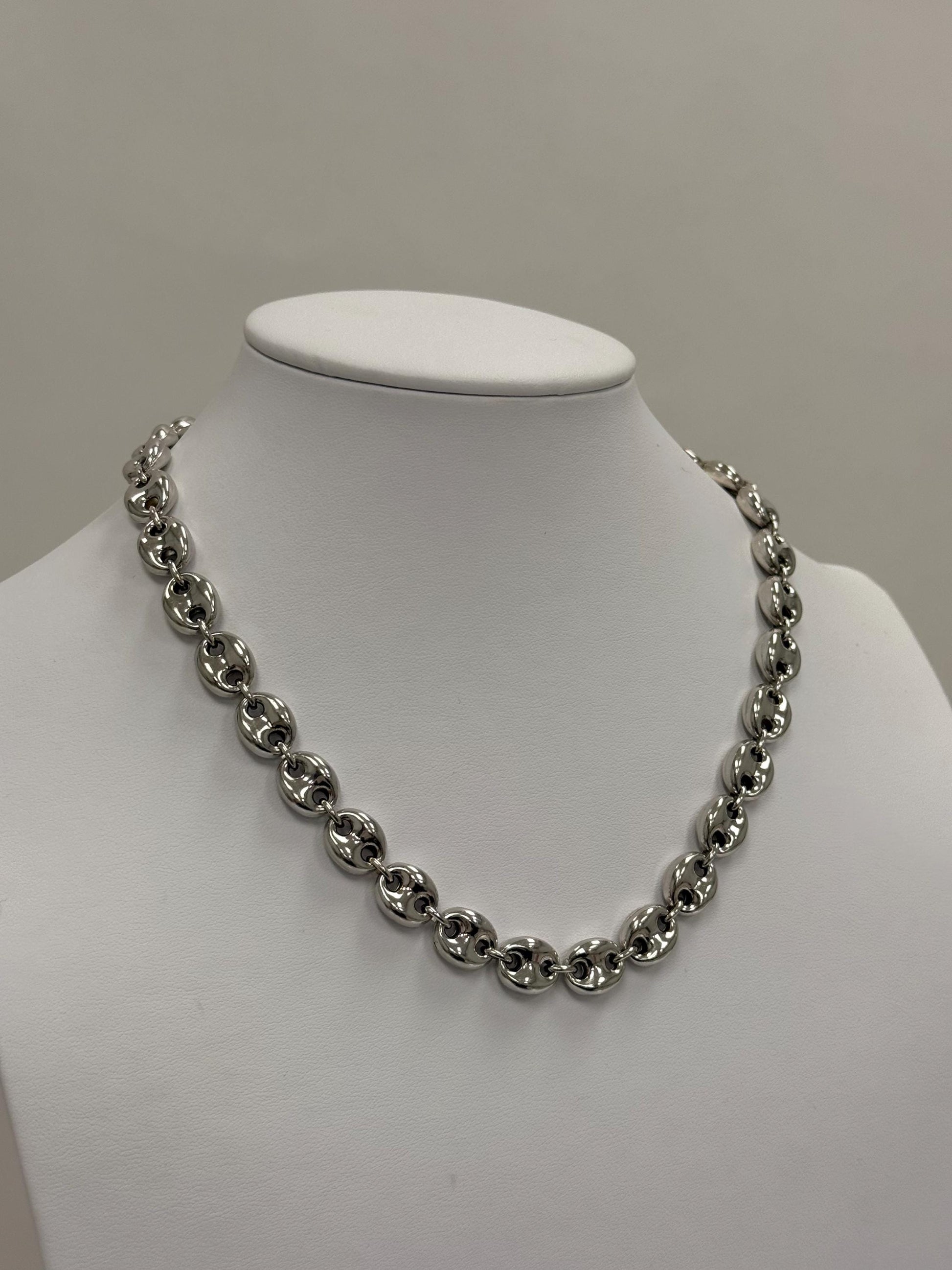 Sterling Silver Puffed Mariner Chain Necklace | 925 Silver | 18 Inch | 10.29mm | Chunky Anchor