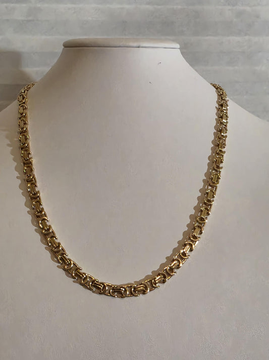 Gold Byzantine Chain Necklace | 20 Inch 925 Sterling Silver | 6mm Gold Plated Byzantine Chain