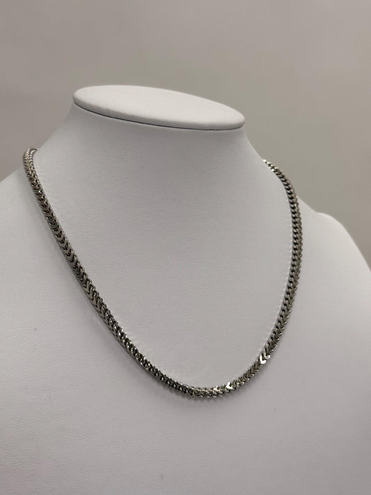 Sterling Silver Franco Chain Necklace | 18 Inch 925 Silver | 3.5mm Flat Franco Chain