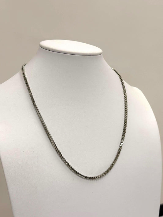Sterling Silver Franco Chain Necklace | 20 Inch 925 Silver | 2.5mm Slim Franco Chain