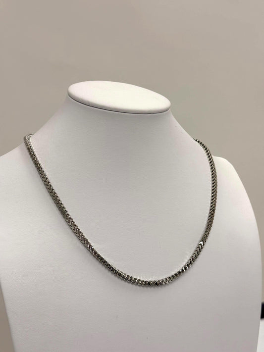 Sterling Silver Franco Chain Necklace | 20 Inch 925 Silver | 3mm Franco Chain for Women