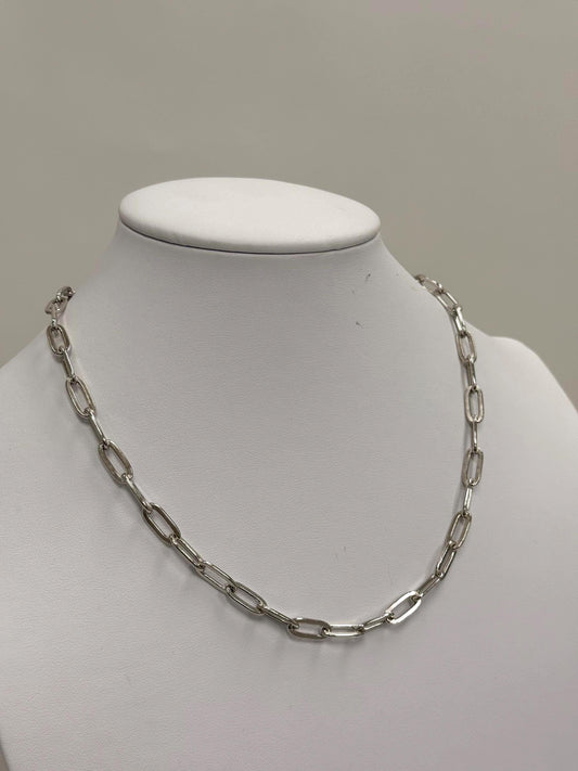 Sterling Silver Paperclip Chain Necklace | 18 Inch 925 Silver | Paperclip Link Chain for Women
