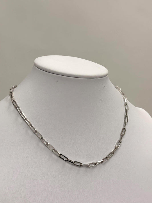 Sterling Silver Paperclip Chain Necklace | 16 Inch 925 Silver | Paperclip Link Chain for Women