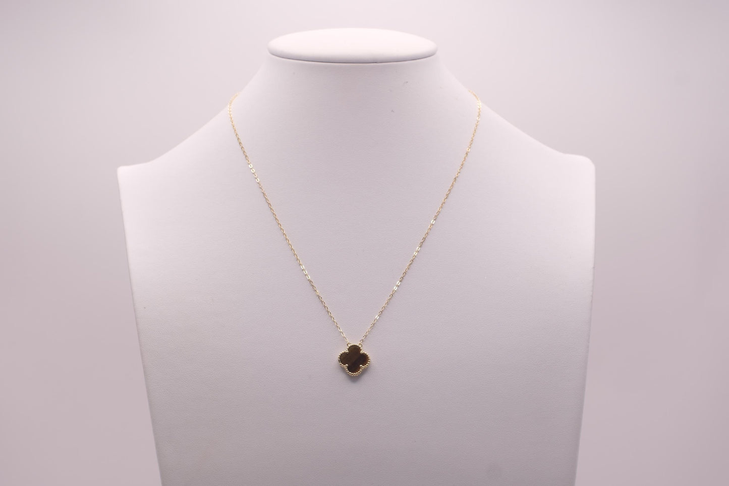 Gold Plated Sterling Silver Single Clover Pendant Necklace | 14mm Charm | 18" Chain