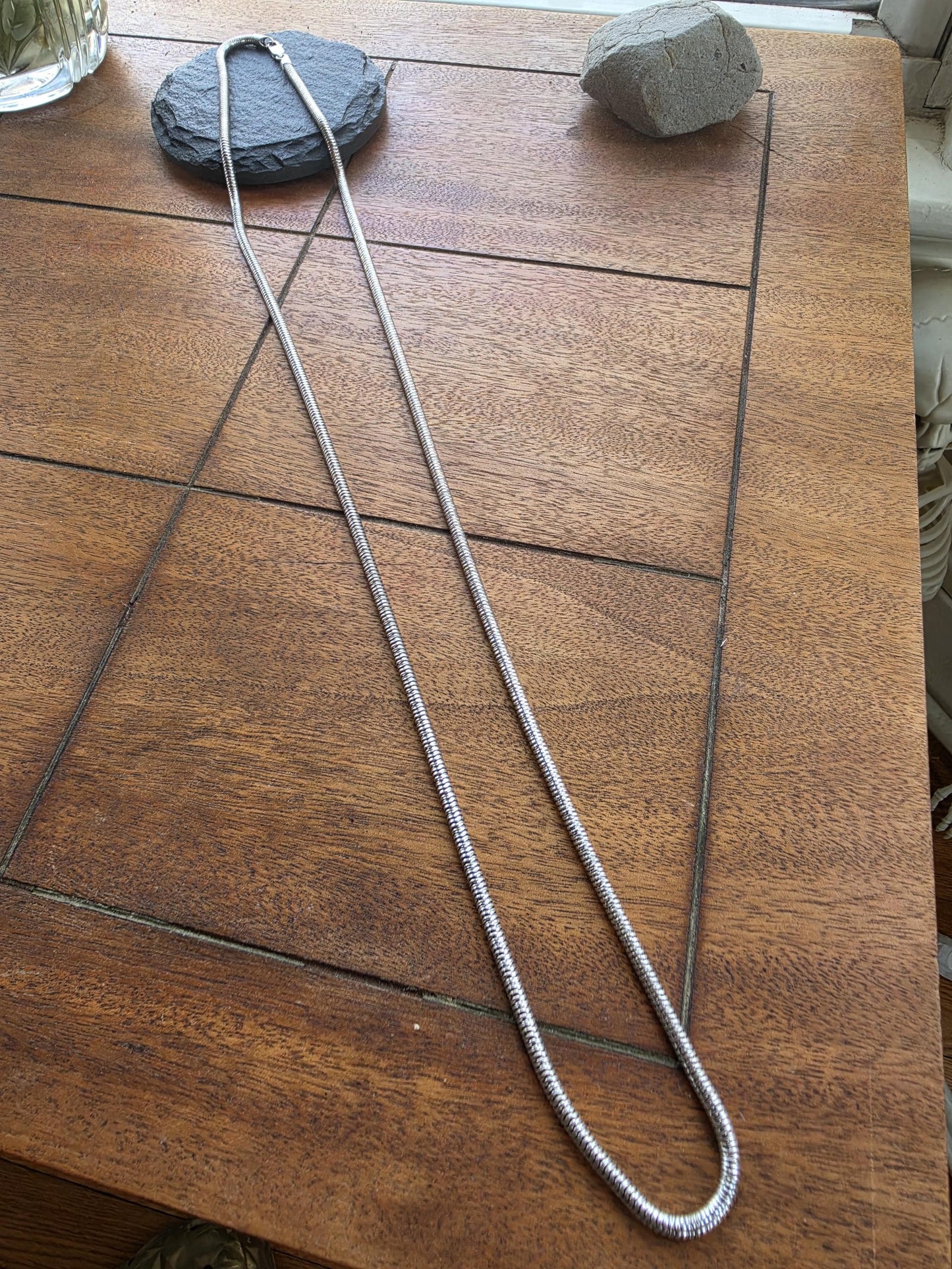 36 Inch Sterling Silver Snake Chain Necklace | Long Italian Cut 925 Silver | Opera Length Lobster Clasp Chain