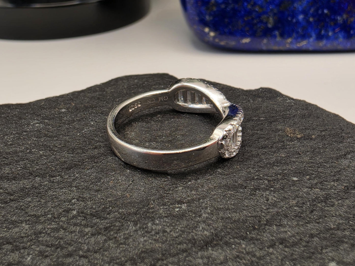 Sterling Silver CZ Pave Wave Ring — Stackable Dainty Band 925 Size 7