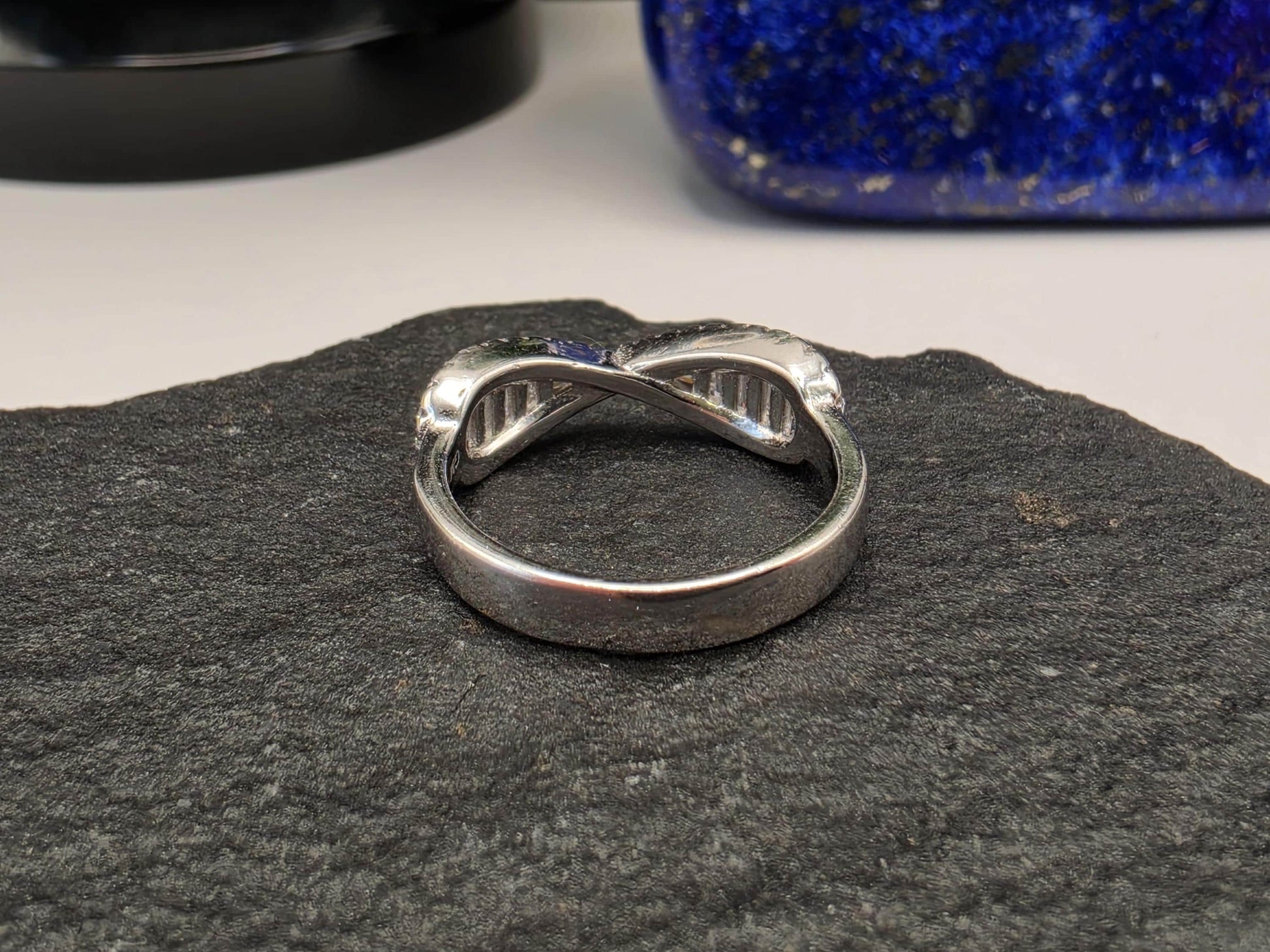 Sterling Silver CZ Pave Wave Ring — Stackable Dainty Band 925 Size 7