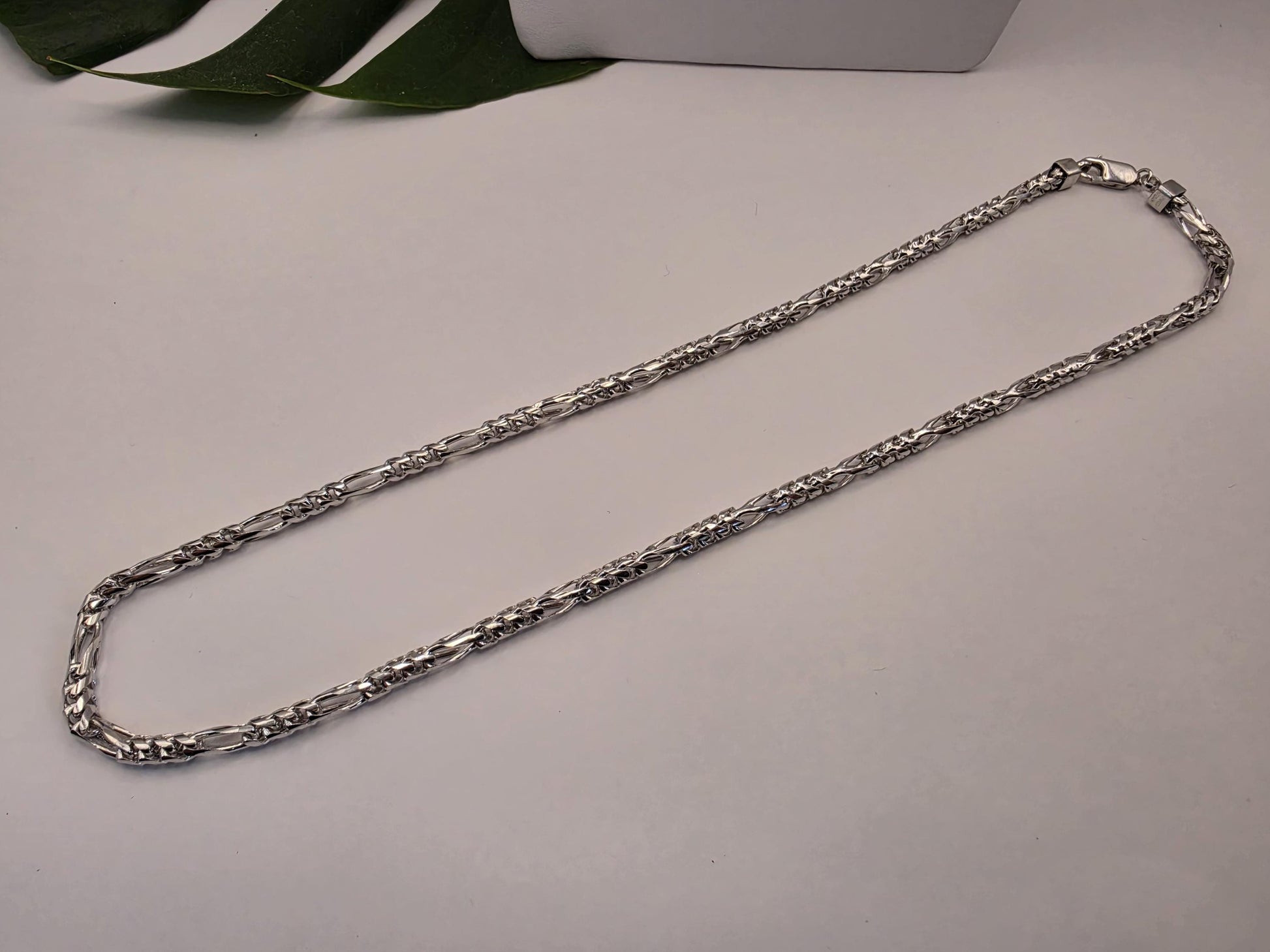 Sterling Silver Figaro Chain Necklace — 5mm 24 Inch Heavy 925
