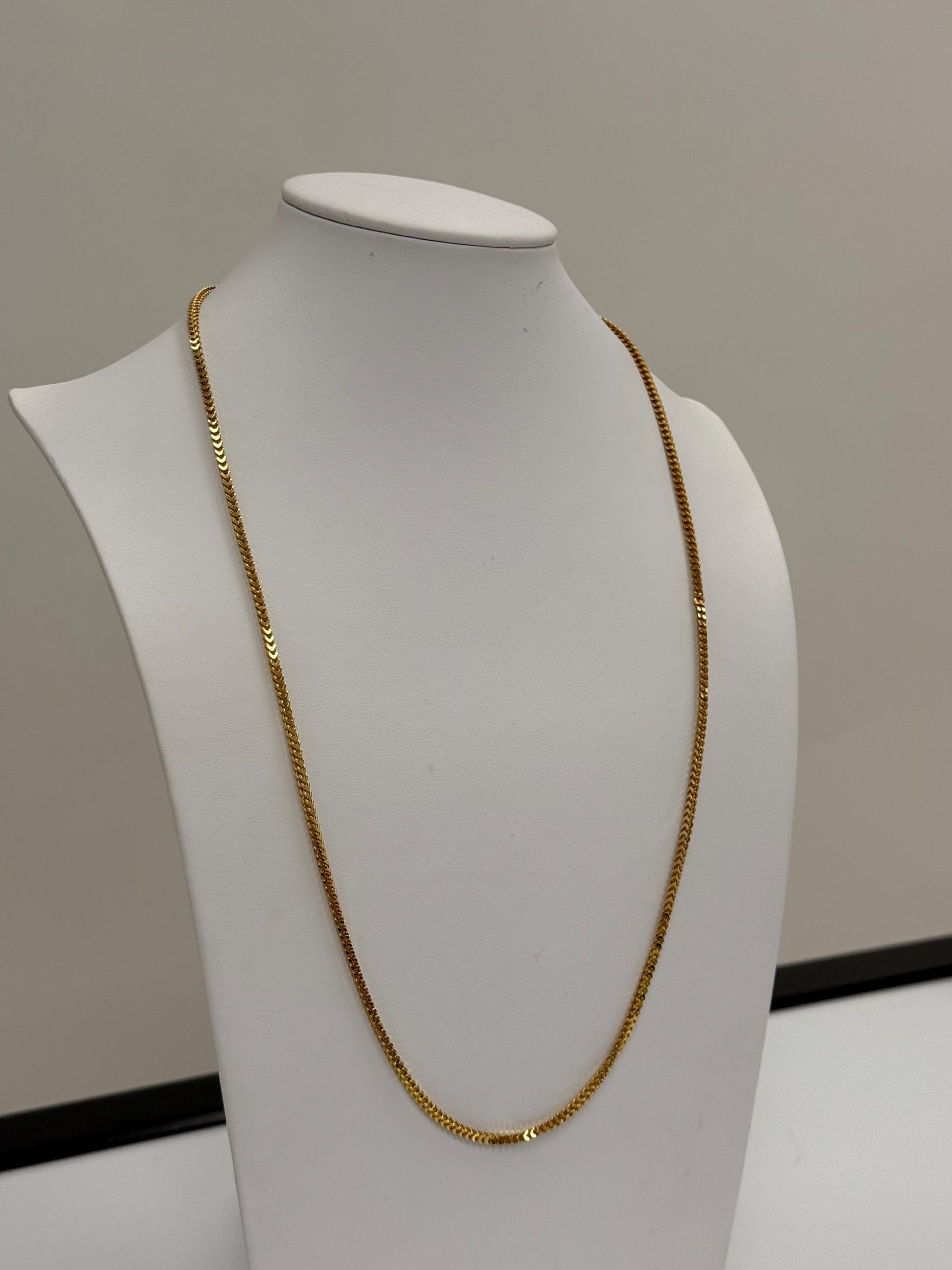 Gold Plated Franco Chain Necklace | 925 Sterling Silver | 28 Inch | 2.62mm | Men's Women's