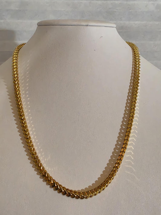 Gold Franco Chain Necklace for Women | 20 Inch 925 Sterling Silver | Gold Plated Franco Chain