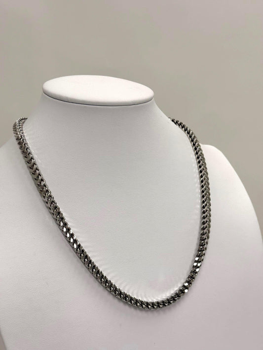Mens Sterling Silver Franco Chain | 20 Inch 925 Silver | 5mm Thick Franco Necklace