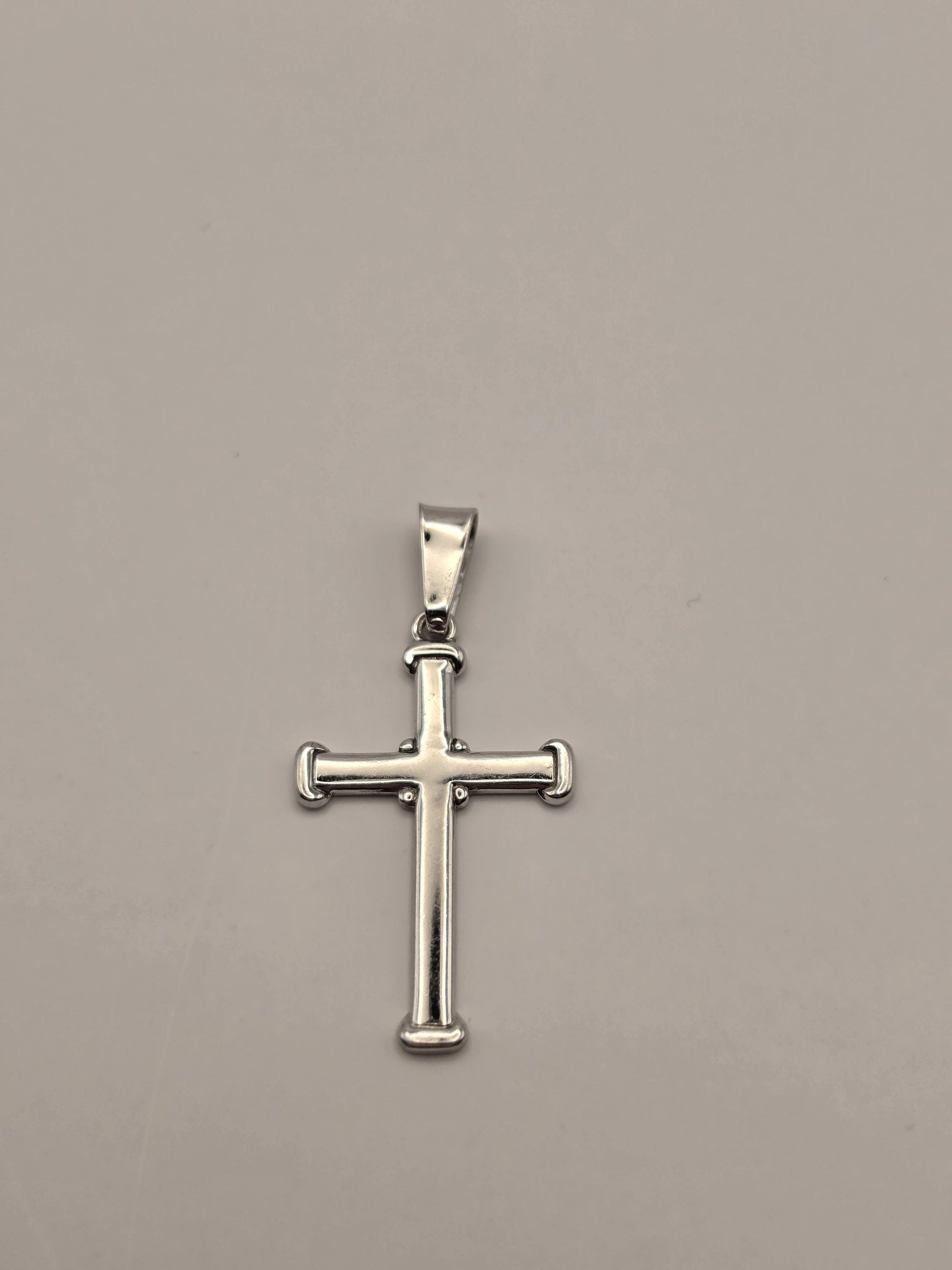 Sterling Silver Nail Cross Pendant, Oxidized Spike Tip Cross 925