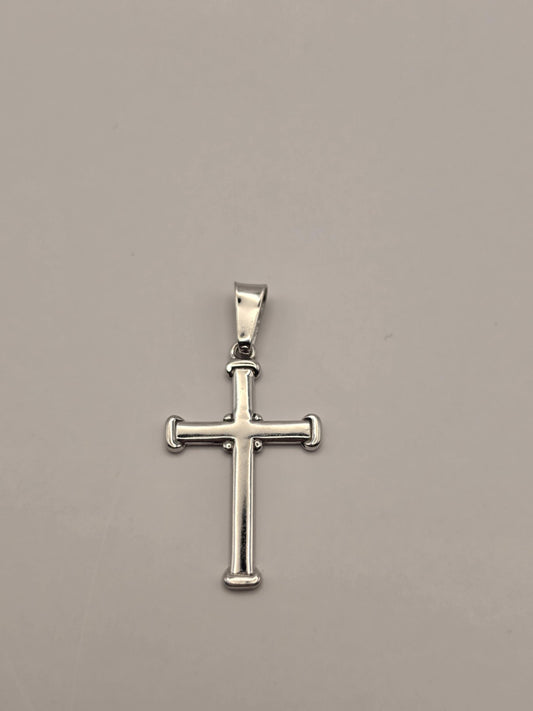 Sterling Silver Nail Cross Pendant, Oxidized Spike Tip Cross 925