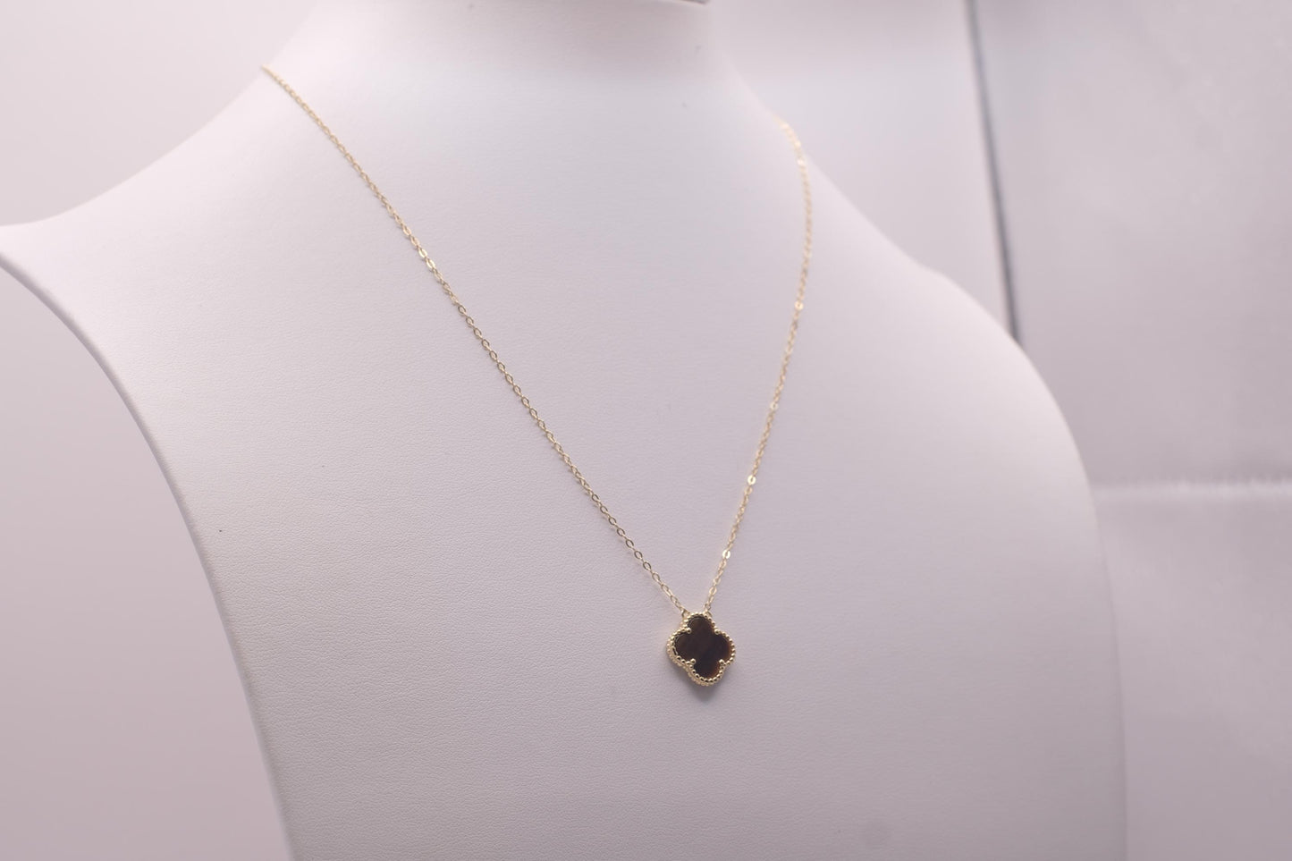 Gold Plated Sterling Silver Single Clover Pendant Necklace | 14mm Charm | 18" Chain