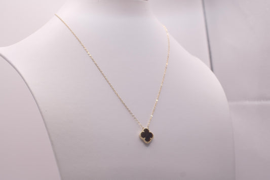 Gold Plated Sterling Silver Single Clover Pendant Necklace | 14mm Charm | 18" Chain