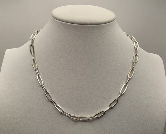 925 Sterling Silver Paperclip Chain Necklace | 18" | 6mm Wide | Heavy 21.9g