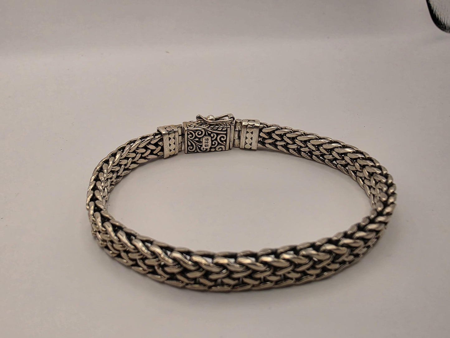 925 Sterling Silver Tight Weave Bracelet | Dense Foxtail | Engraved Clasp | Heavy 40g