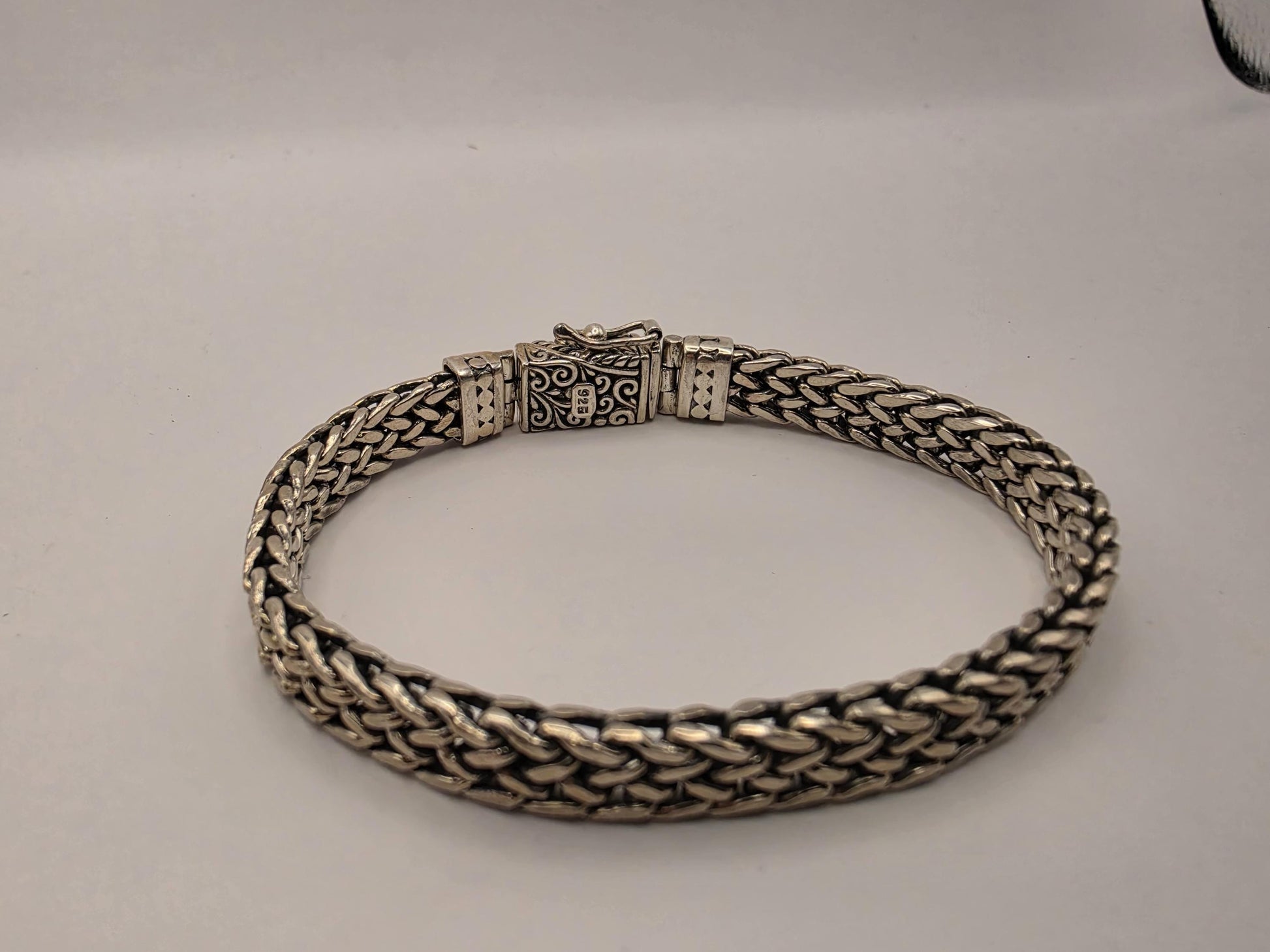 925 Sterling Silver Tight Weave Bracelet | Dense Foxtail | Engraved Clasp | Heavy 40g