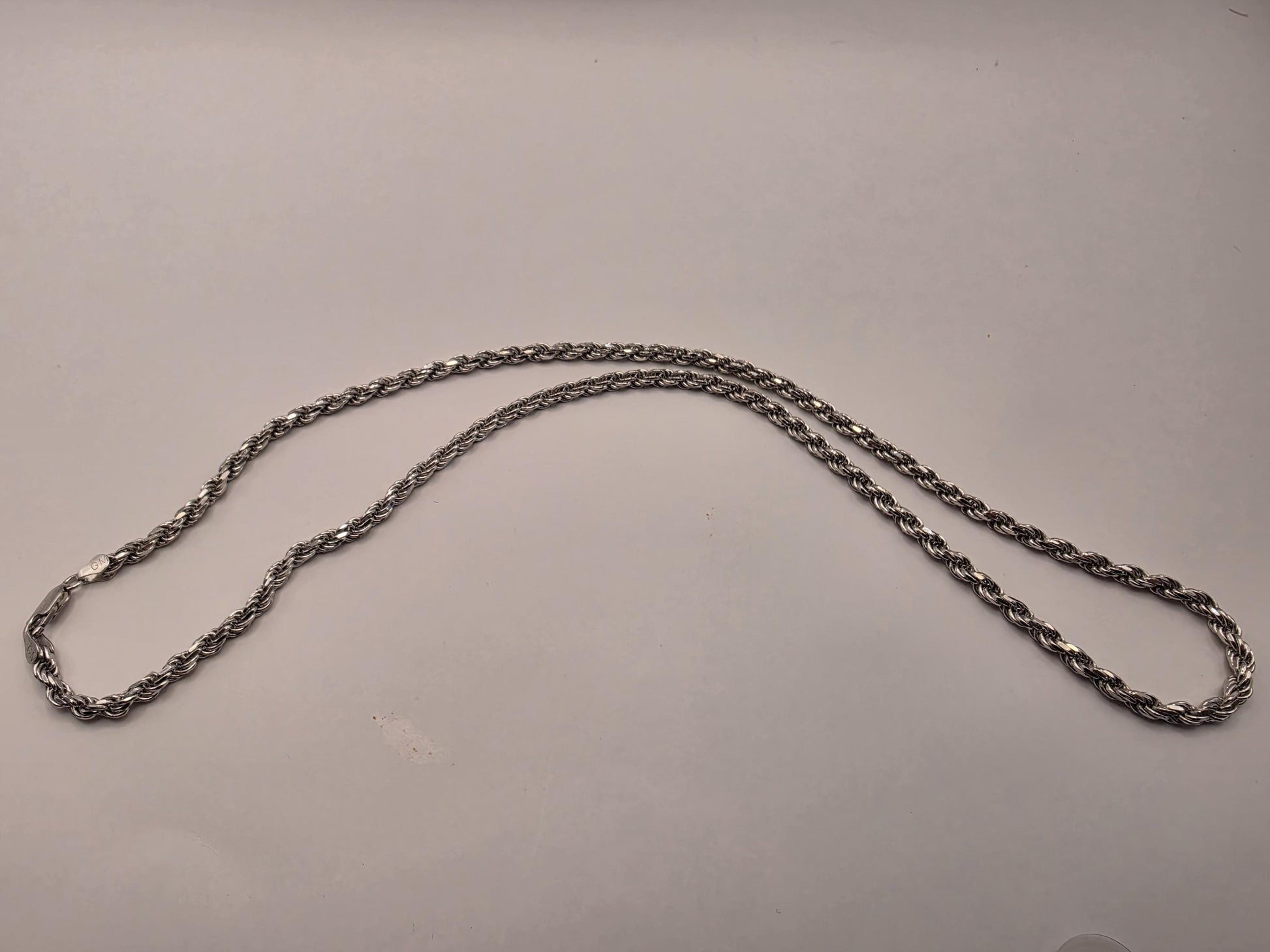 Sterling Silver Rope Chain Necklace | 925 Silver 3mm Twisted Chain 22 Inch