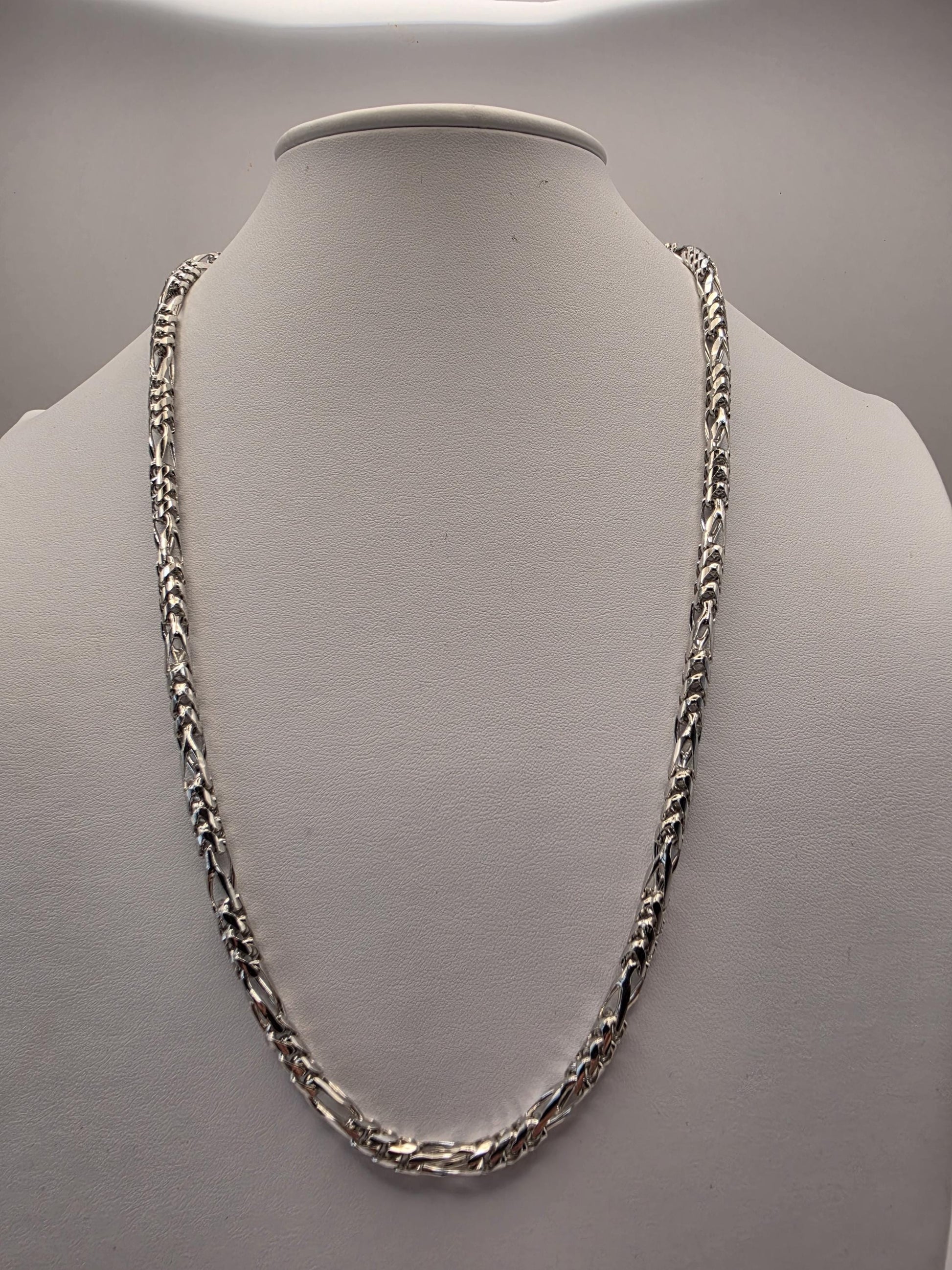 Sterling Silver Figaro Chain Necklace — 5mm 24 Inch Heavy 925