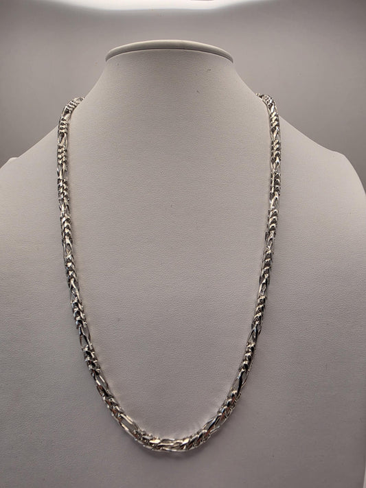 Sterling Silver Figaro Chain Necklace — 5mm 24 Inch Heavy 925