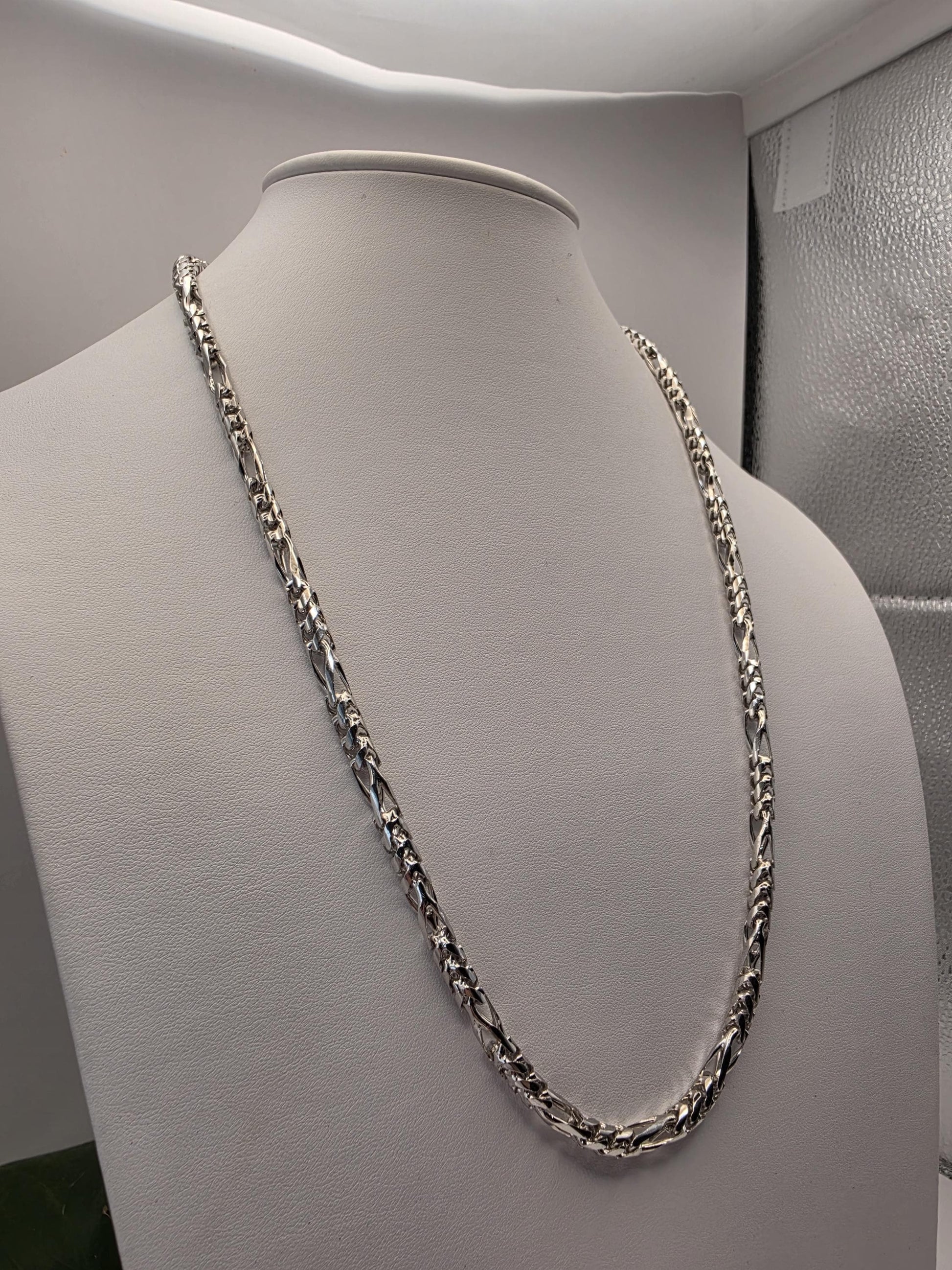 Sterling Silver Figaro Chain Necklace — 5mm 24 Inch Heavy 925
