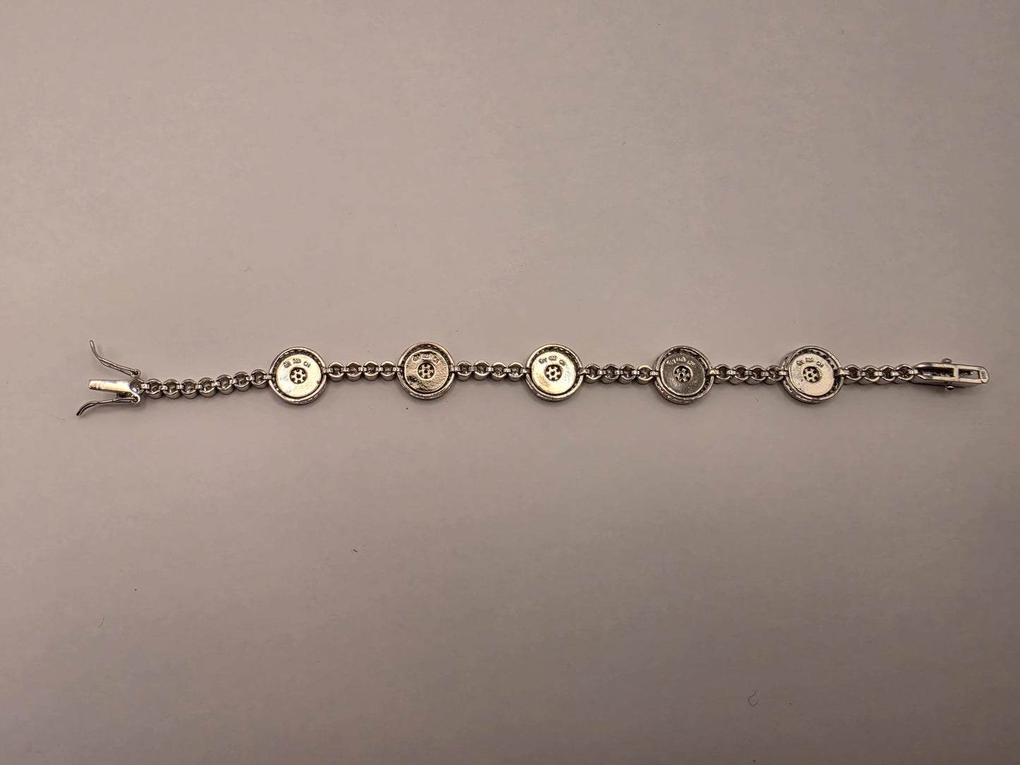 Sterling Silver Evil Eye Station Tennis Bracelet 7.5 Inch