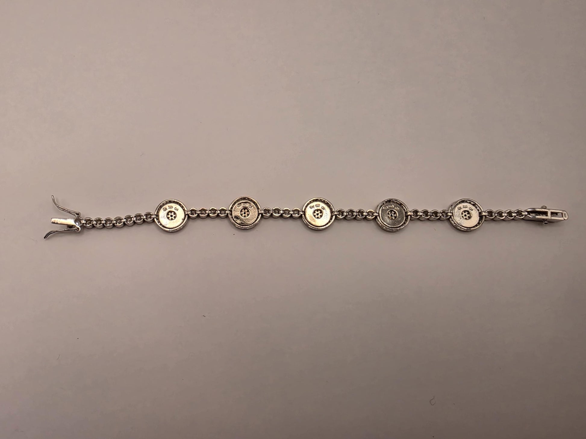 Sterling Silver Evil Eye Station Tennis Bracelet 7.5 Inch