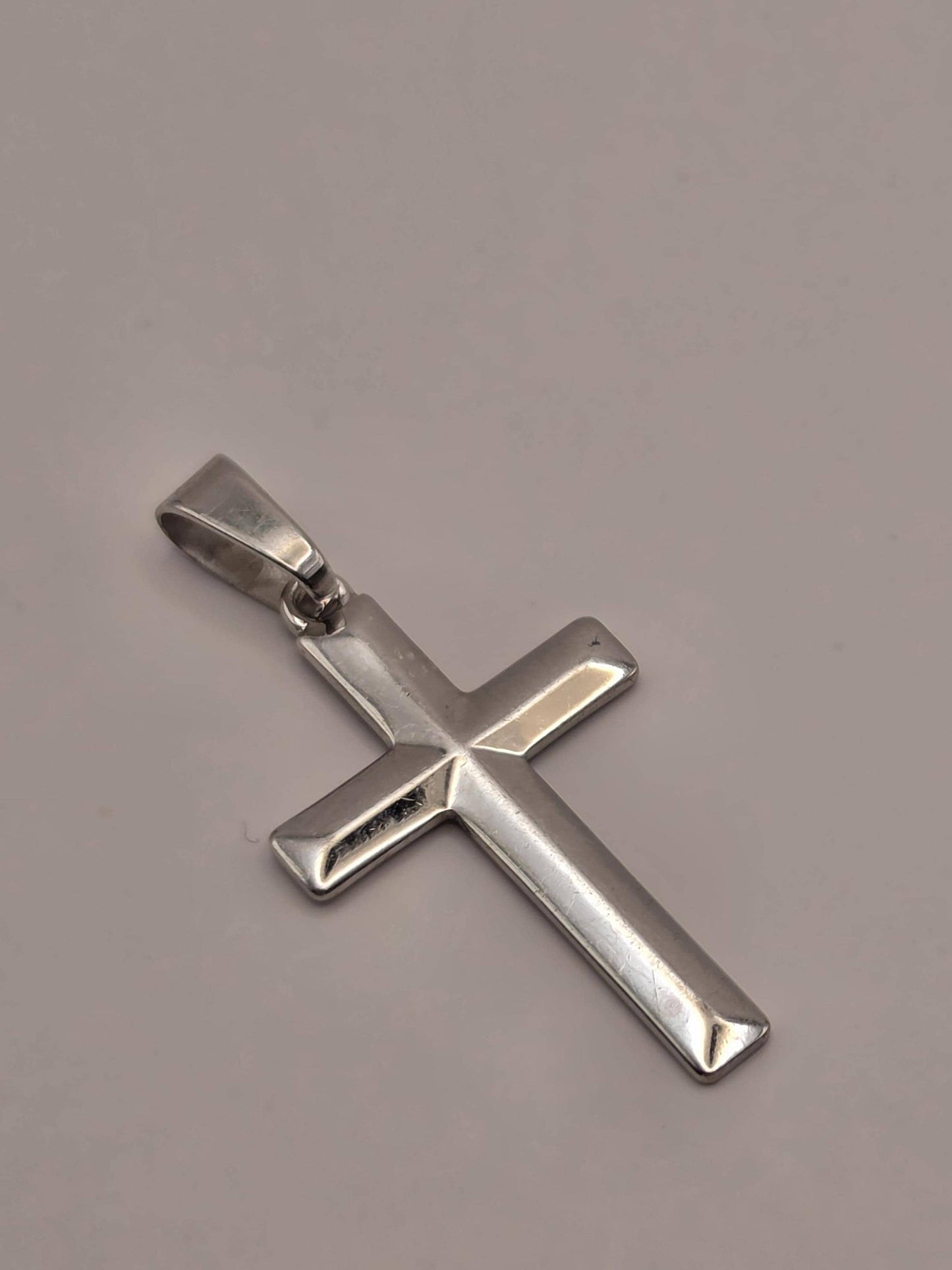 Sterling Silver Plain Cross Pendant, Flat Polished Minimalist 925
