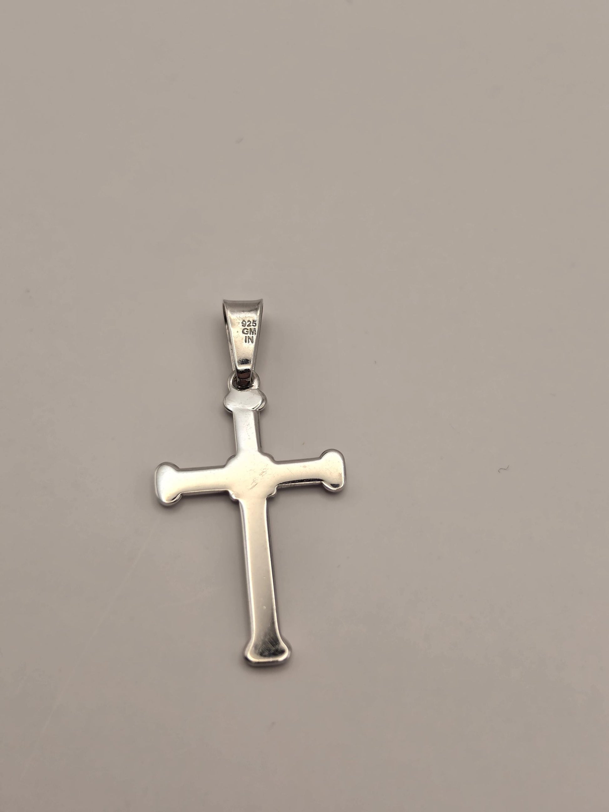 Sterling Silver Nail Cross Pendant, Oxidized Spike Tip Cross 925
