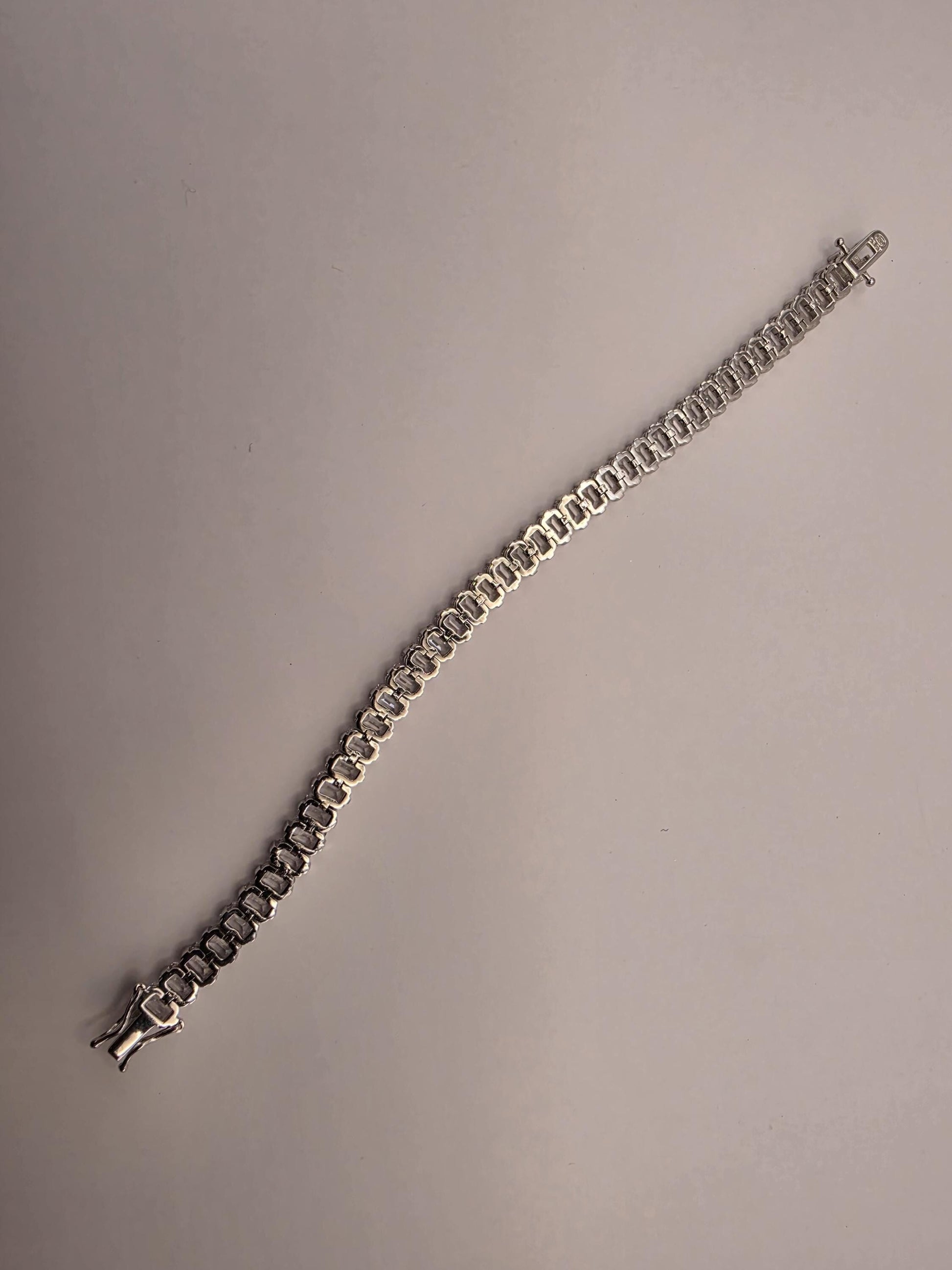 Sterling Silver Emerald Cut CZ Tennis Bracelet 7.5 Inch