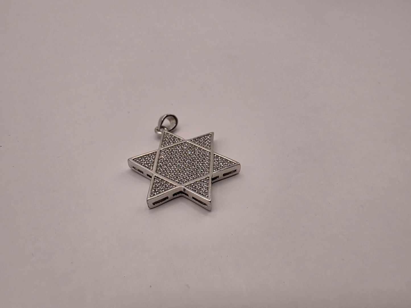 Sterling Silver CZ Pave Star of David Pendant