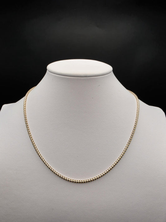 Gold Plated Sterling Silver 2.25mm Wheat Chain Necklace 18.25 Inch