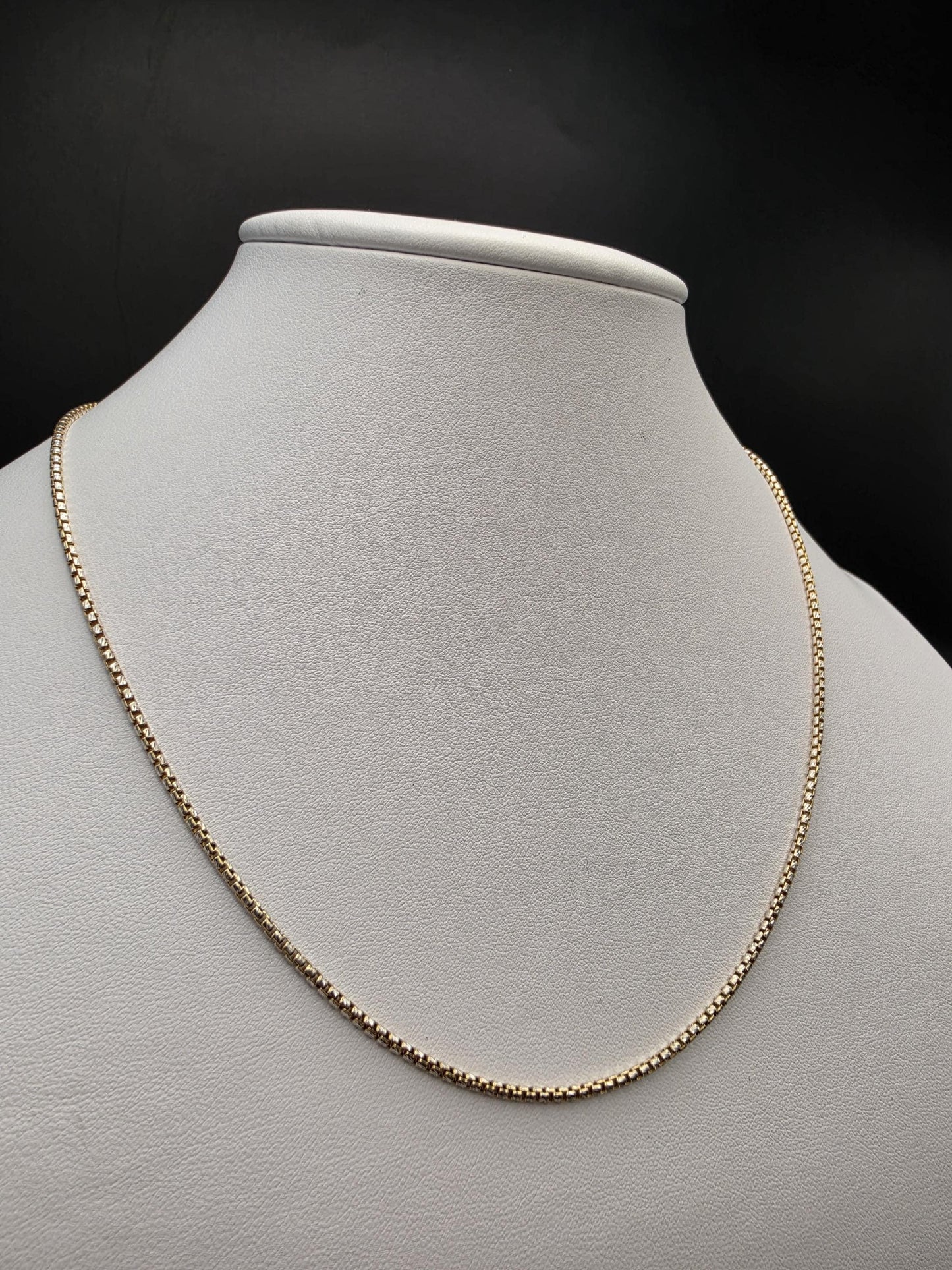 Gold Plated Sterling Silver 1.75mm Box Chain Necklace 18 Inch